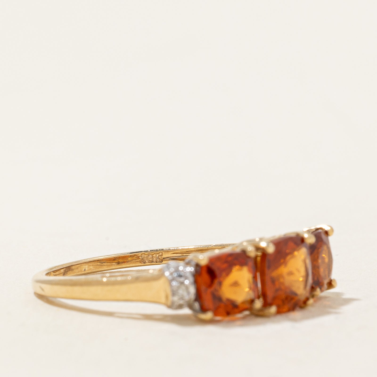 Hessonite Garnet and Diamond Ring 3.00ct Natural Gemstone 0.01ctw White Diamond 925 Sterling Silver Size 7.75 | Elegant Jewelry Gift for Women, Anniversary, Engagement, Wedding, Valentine's Day