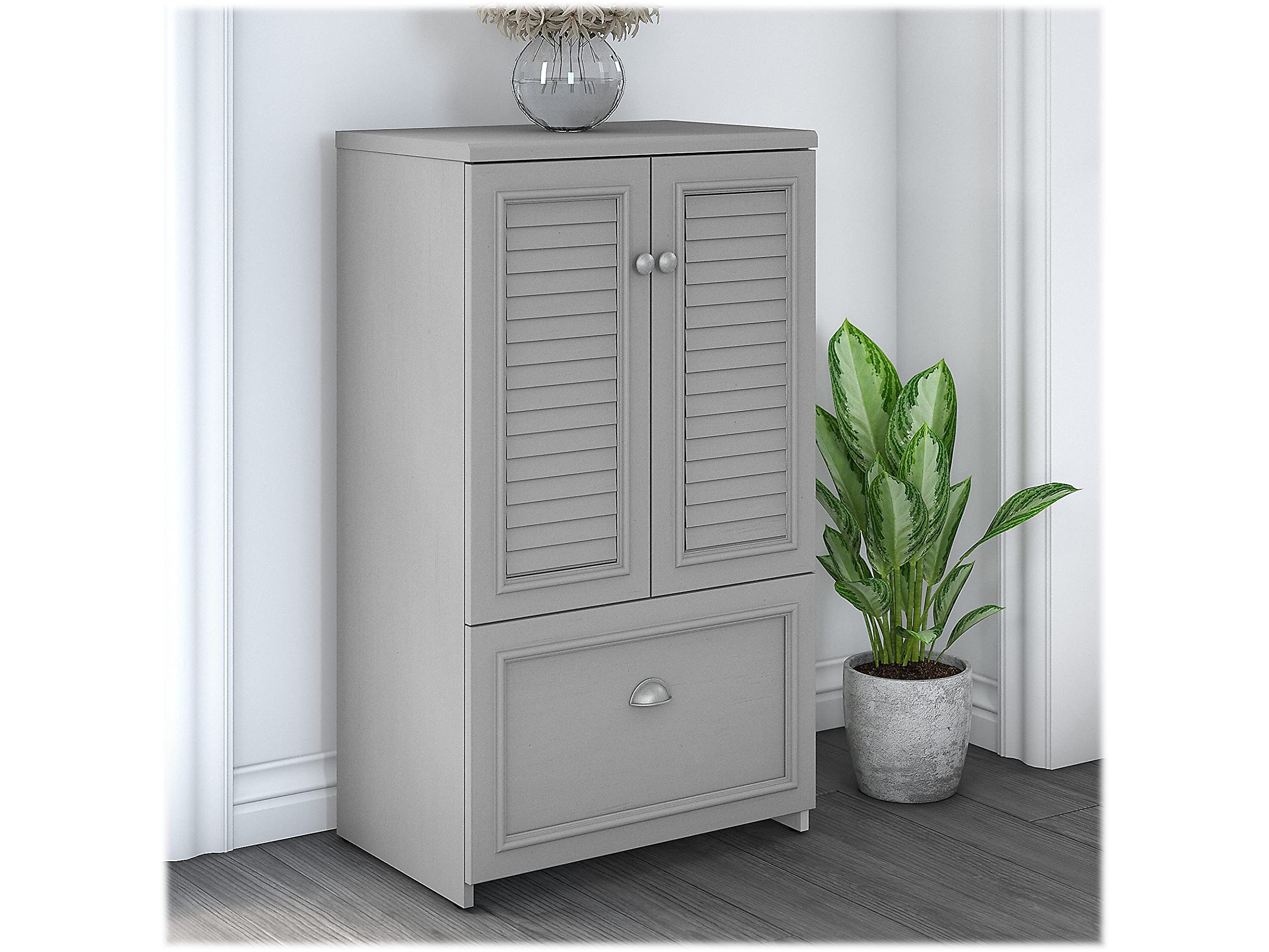 Bush Furniture Fairview 60-Inch Wide Shoe Storage Cabinet with Doors - Cape Cod Gray | Organize Entryway, Closet & Bedroom Shoes | Space-Saving Shoe Rack for Home & Apartment