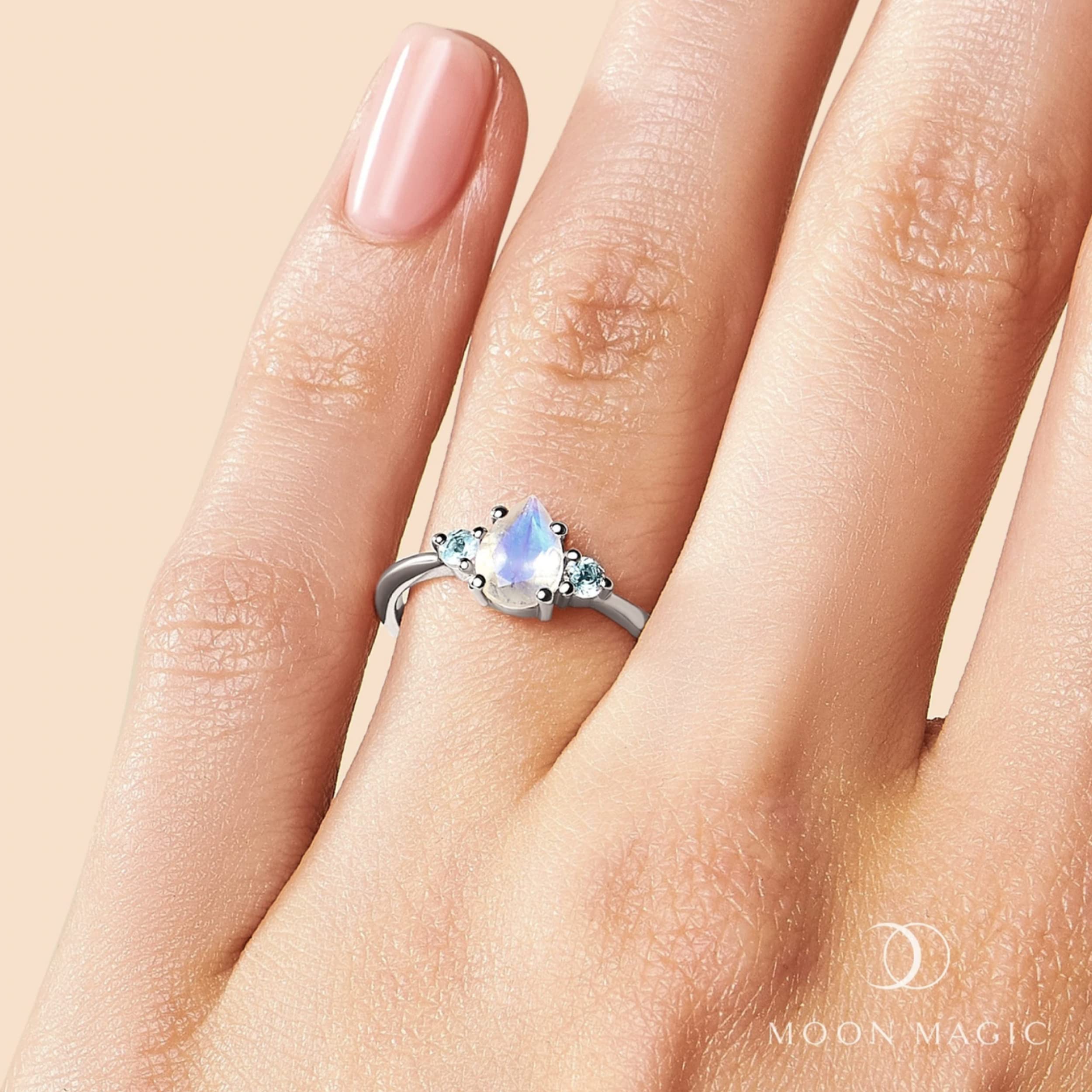 Authentic Rainbow Moonstone, Ruby, Garnet, Rose Quartz, Obsidian, Amethyst & Opal Rings - Real 925 Sterling Silver & 18k Rose Gold Birthstone Jewelry for Women | Elegant Gift for Birthday, Anniversary & Everyday Wear