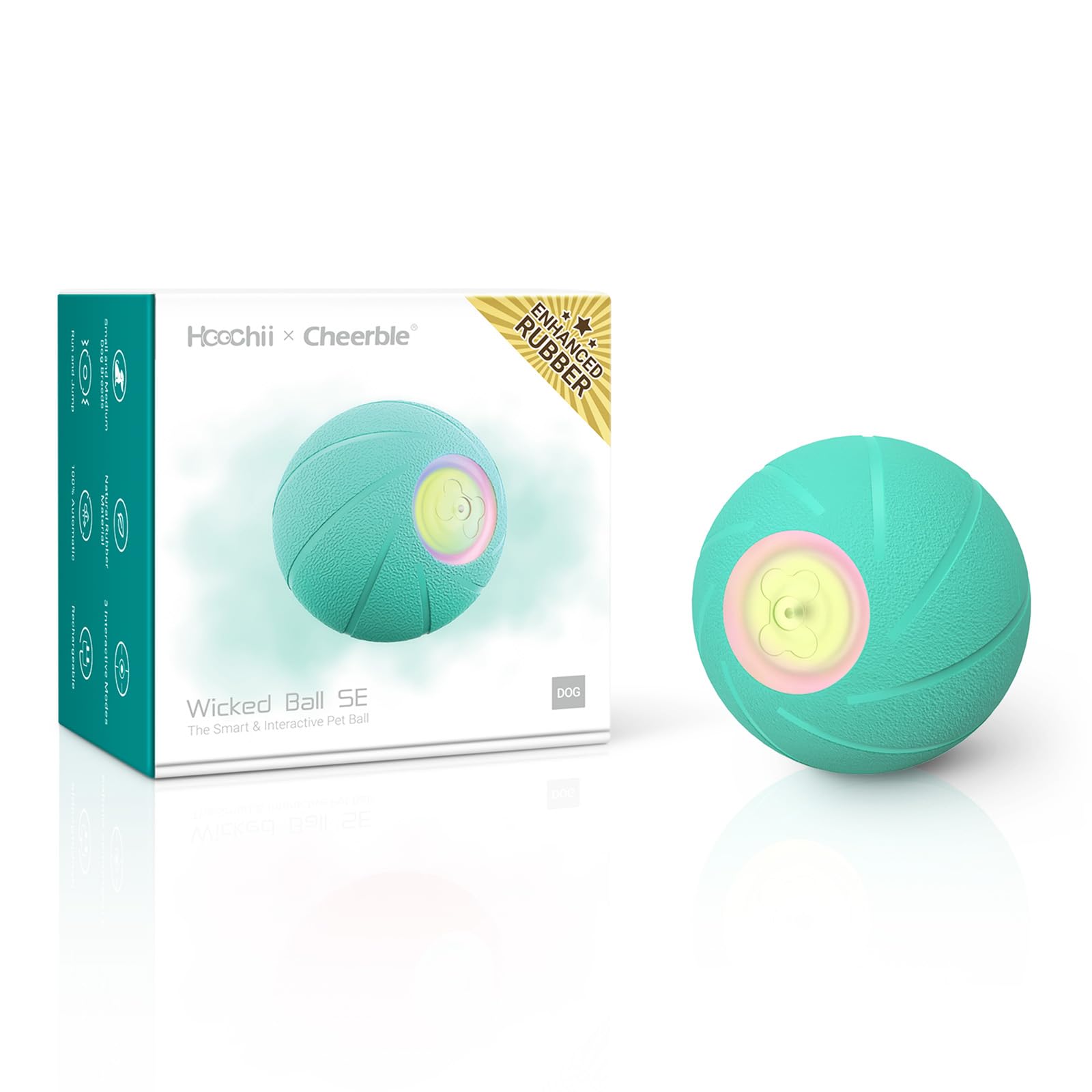 Interactive Smart Dog Ball Toy - Wicked Ball SE with 3 Modes, Self-Moving Bouncing Rotating LED Ball for Small Dogs | Indoor/Outdoor Play, Training & Exercise