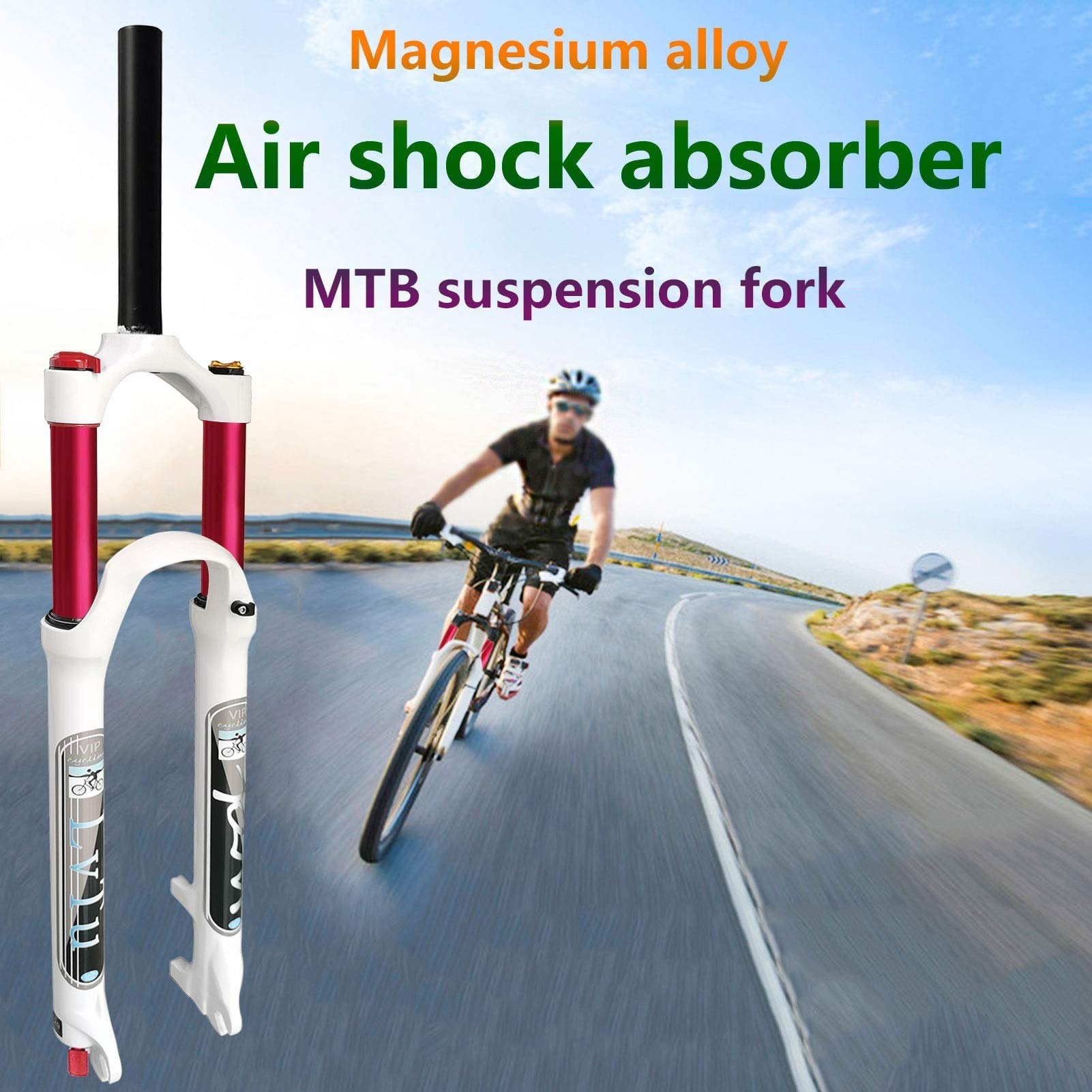 **Air Front Fork 26/27.5/29 Inch Magnesium Alloy MTB Suspension Fork - Straight/Tapered Tube for 1.5-2.45