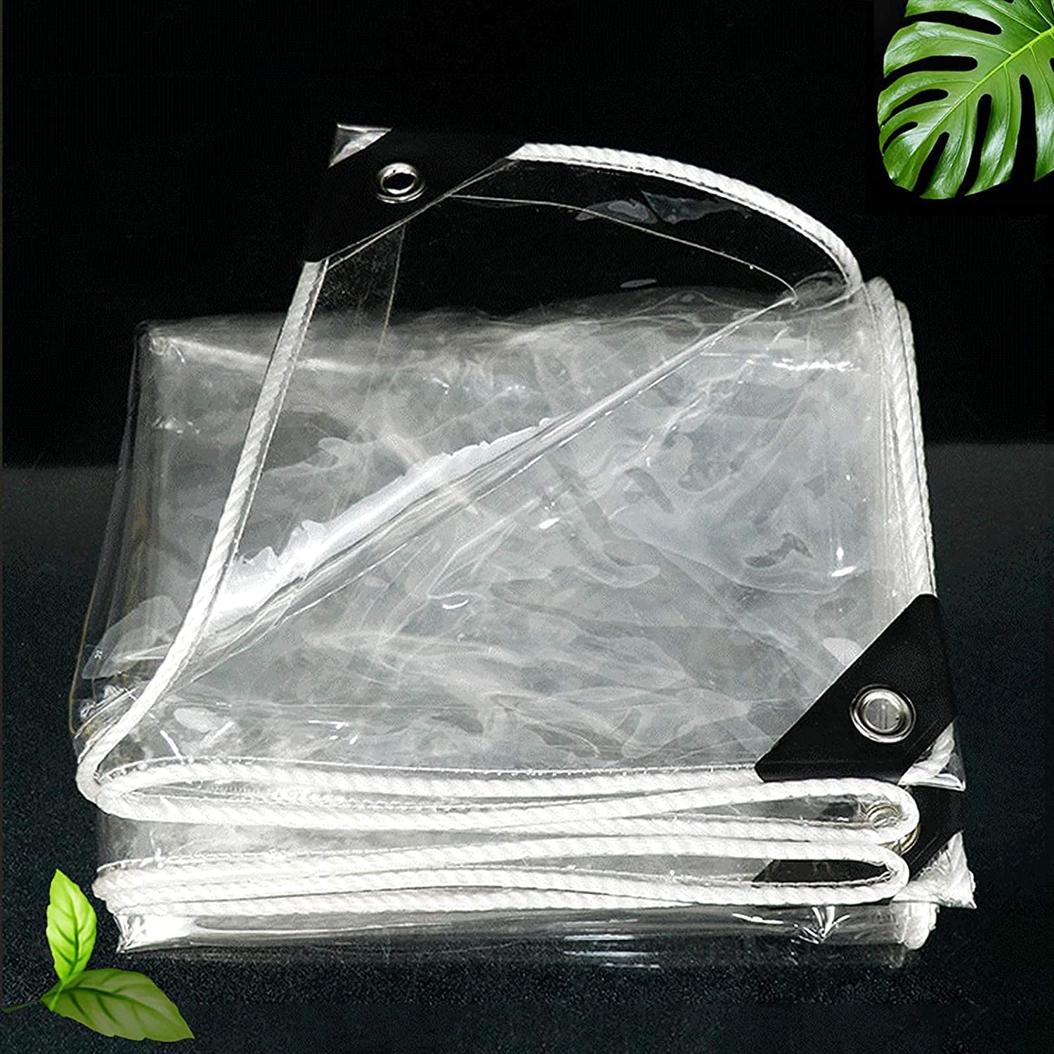 Heavy Duty Waterproof Clear PVC Tarpaulin with Eyelets - Transparent Cover for Garden Furniture, Plant Protection Rain Tents, Outdoor Equipment (Ideal for Patio, Greenhouse & Camping)