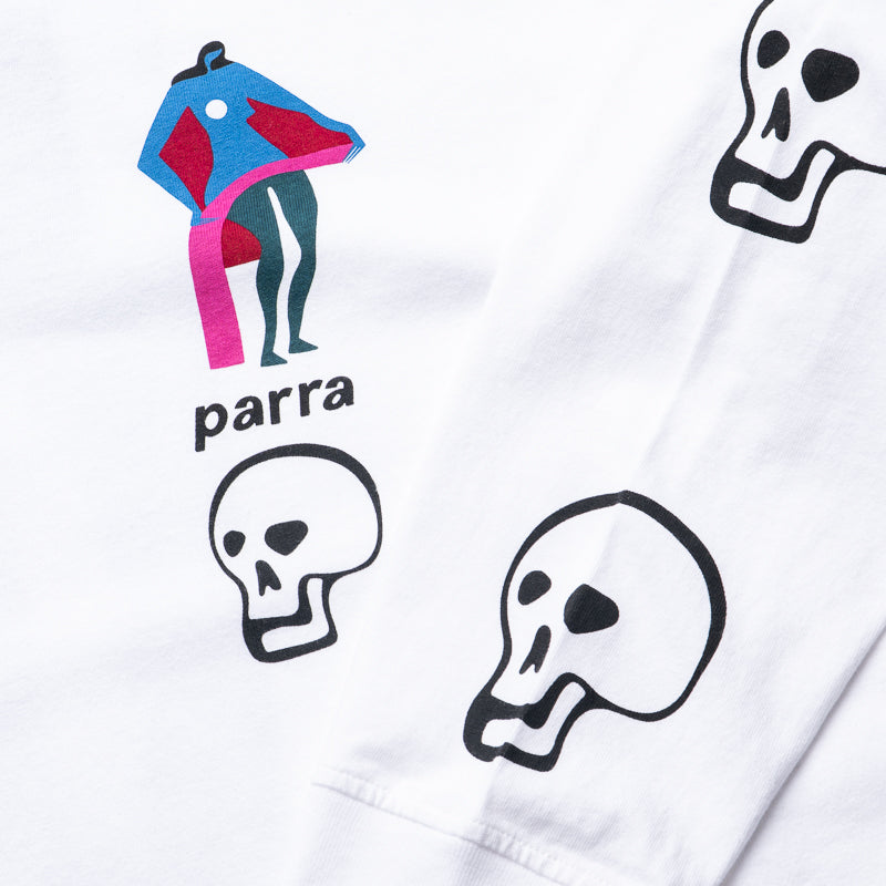 Parra Lowering The Bar Long Sleeve Tee - White | Streetwear Graphic T-Shirt for Men | Casual Wear & Urban Fashion