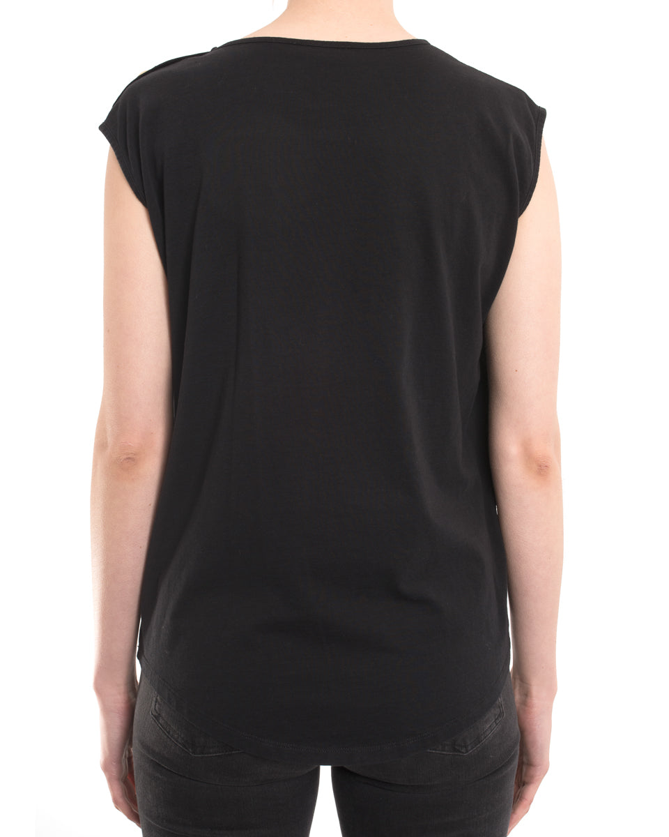 Balmain Gold Logo Tank Top with Gold Buttons - Women's Luxury Fashion Tops for Party, Club & Evening Wear
