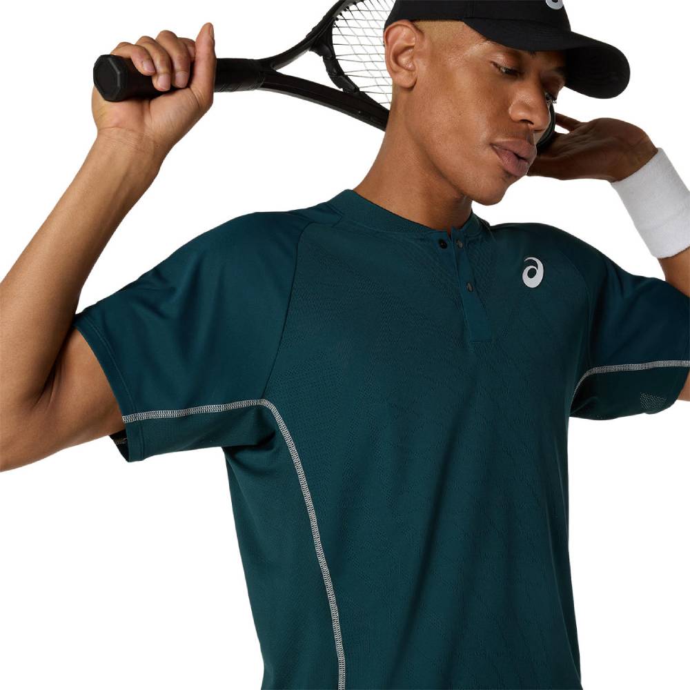 ASICS Men's Match Actibreeze Polo Shirt - Breathable Golf & Tennis Shirt with Moisture-Wicking Technology - Saxon Green - Ideal for Sports, Casual Wear & Outdoor Activities