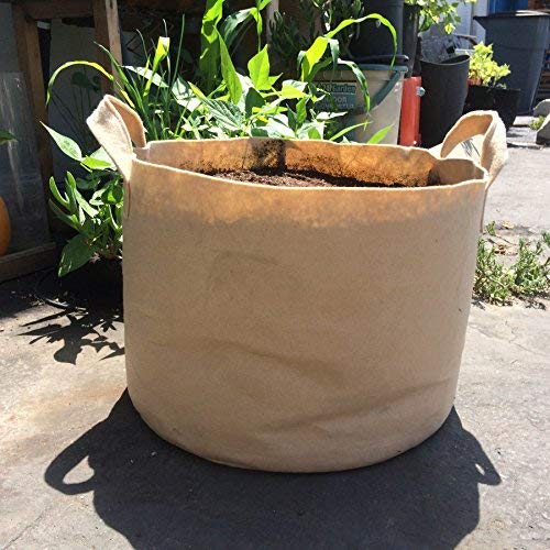 24-Pack 25 Gallon Heavy Duty Fabric Grow Bags with Handles - Aeration Pots for Plants, Vegetables & Herbs - Durable Tan Garden Containers for Outdoor & Indoor Gardening