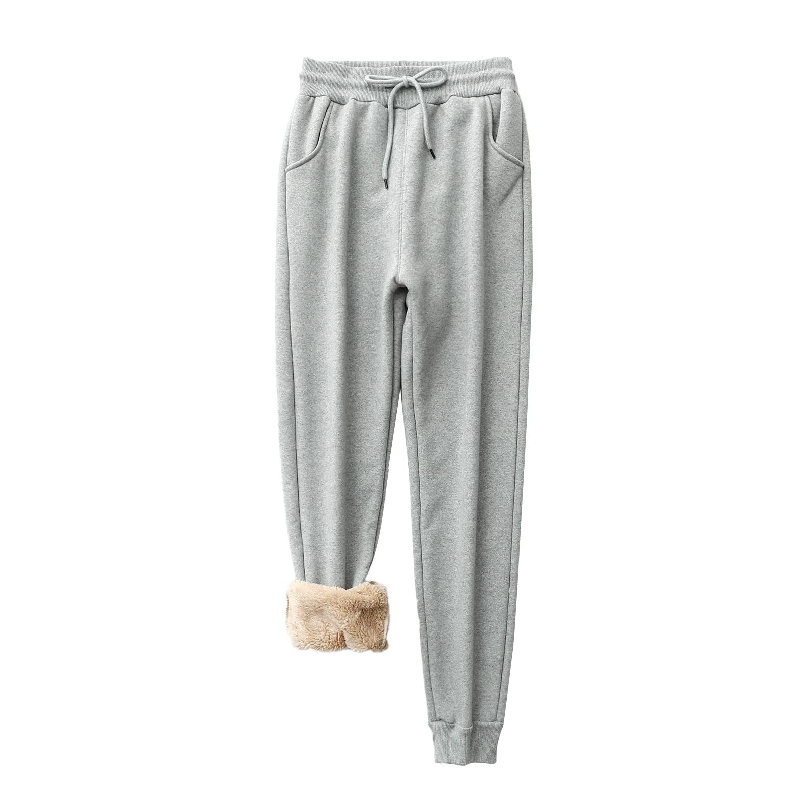 Women's Velvet Winter Pants - Long Warm Plus Size Casual Trousers with Pockets | Solid Color Sweatpants for Women | Perfect for Cold Weather, Lounging & Outdoor Activities