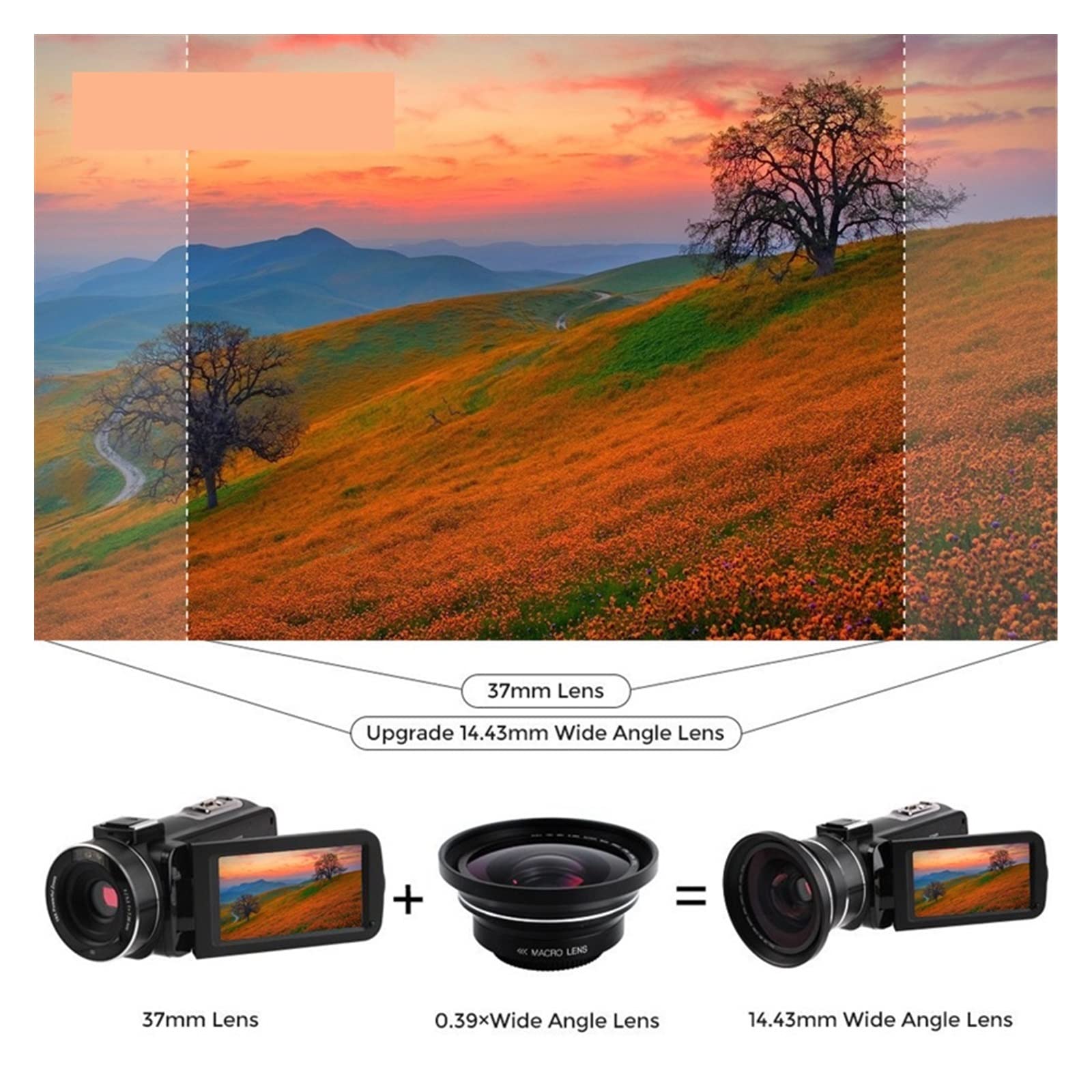 AUBEST 4K Digital Camcorder with Night Vision - 48MP Rotating Touch Screen Video Camera for Vlogging, YouTube & Photography (Includes 128GB SD Card & Lens) - Perfect for Travel, Events & Content Creation