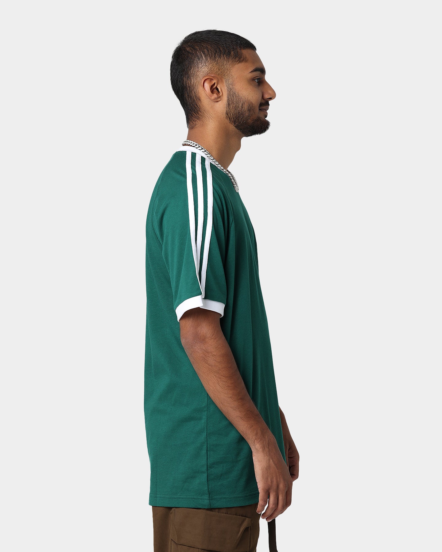 Adidas Adicolor Classic 3 Stripes T-Shirt for Men - Collegiate Green Cotton Casual Tee - Perfect for Gym, Streetwear & Everyday Outfits