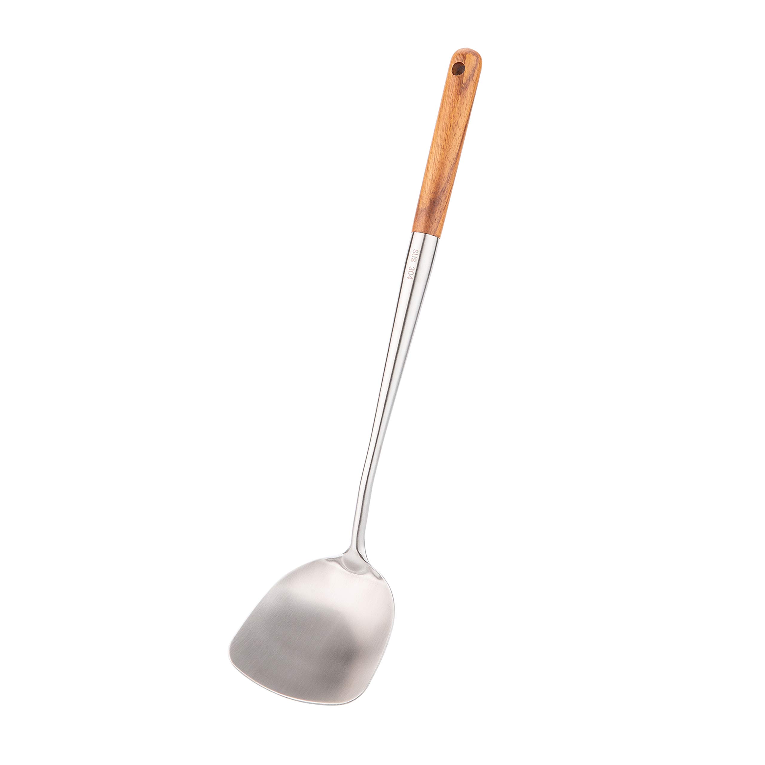 **FJNATINH 17-Inch Stainless Steel Wok Spatula for Cast Iron Skillet – Heavy Duty Metal Turner & Shovel for Stir-Frying, Flipping, Cooking Asian Dishes – Perfect for Home & Restaurant Use**