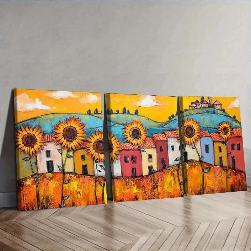3-Piece Sunflower Canvas Wall Art Set - Framed 50x70cm (20x28in) High Quality Print - 100% Australian Made - Ready to Hang Wall Decor for Living Room, Bedroom & Office
