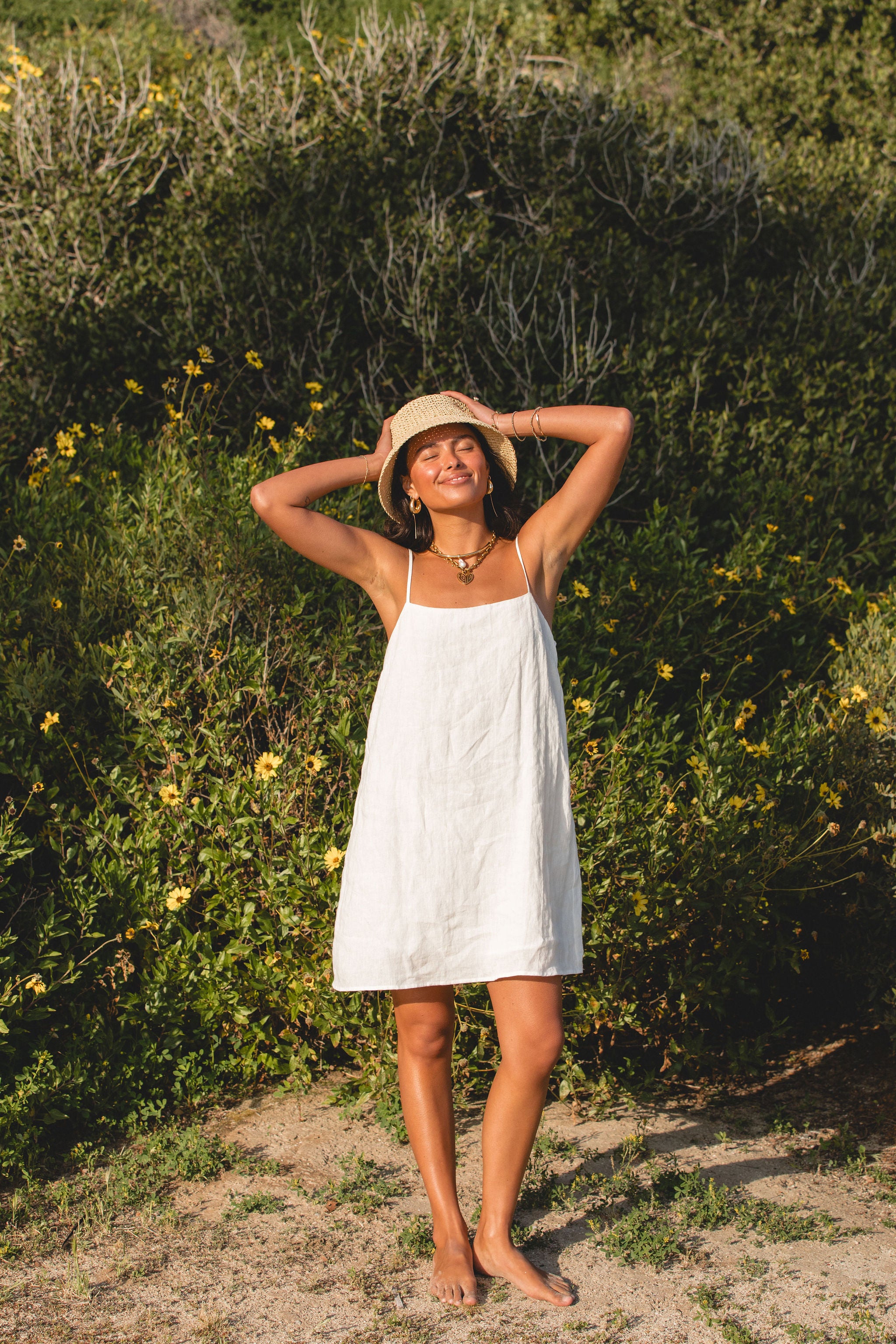 Sicily Linen Mini Dress for Women - Breathable Summer Sundress with Pockets | Perfect for Beach Vacation, Date Night & Casual Outings