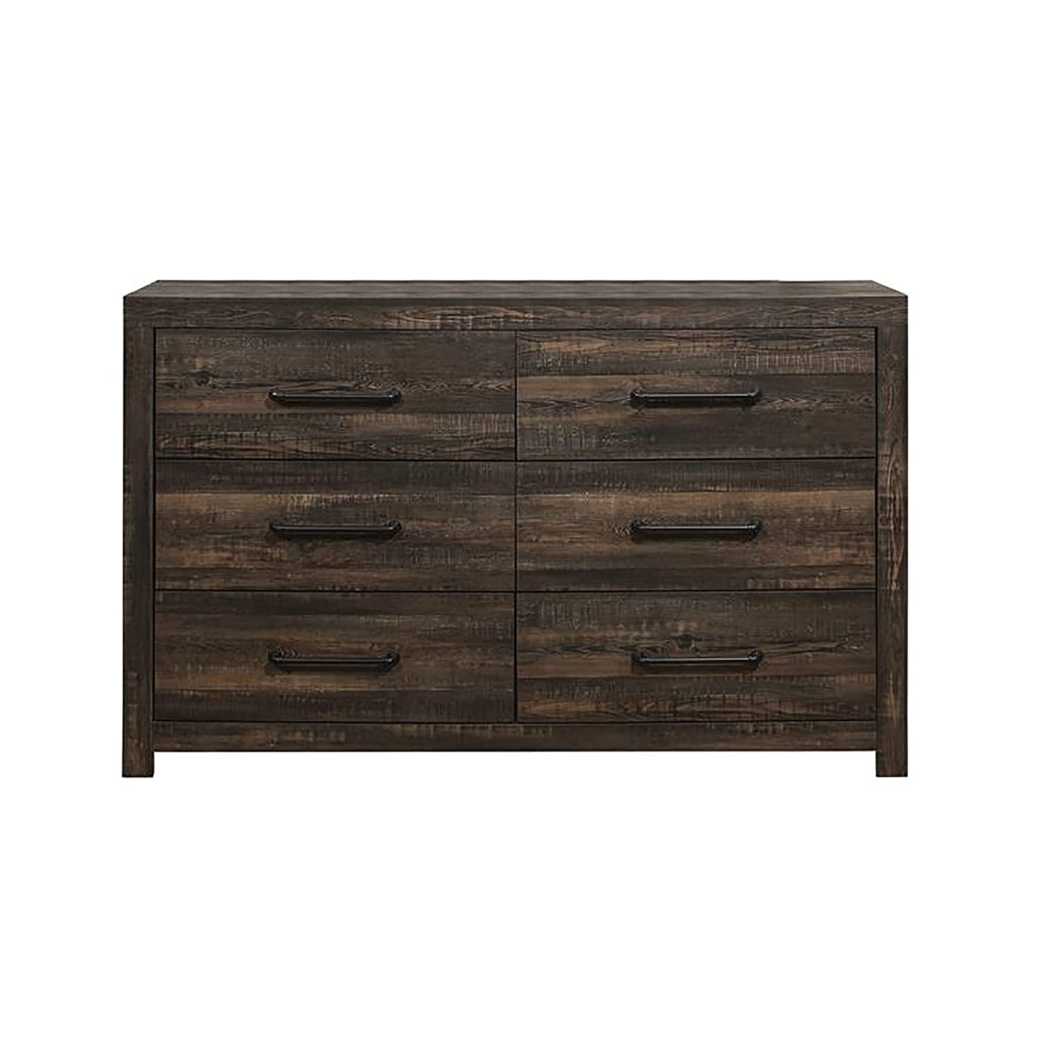 Global Furniture USA Linwood Dark Oak Dresser - 6 Drawer Solid Wood Bedroom Storage Dresser for Clothes & Accessories | Perfect for Master Bedroom, Guest Room & Dorm Organization