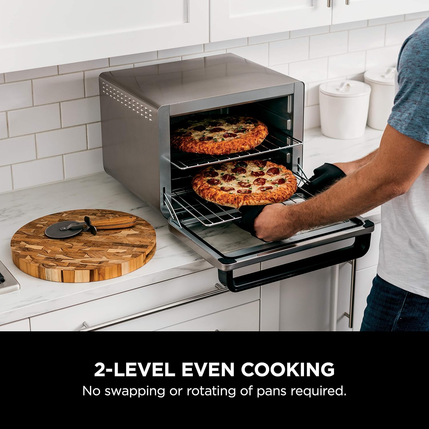 Ninja DT201 Foodi 10-in-1 XL Pro Air Fryer Digital Countertop Convection Toaster Oven with Dehydrate & Reheat, 1800W, Stainless Steel - Perfect for Baking, Roasting, Air Frying & Meal Prep in Large Families