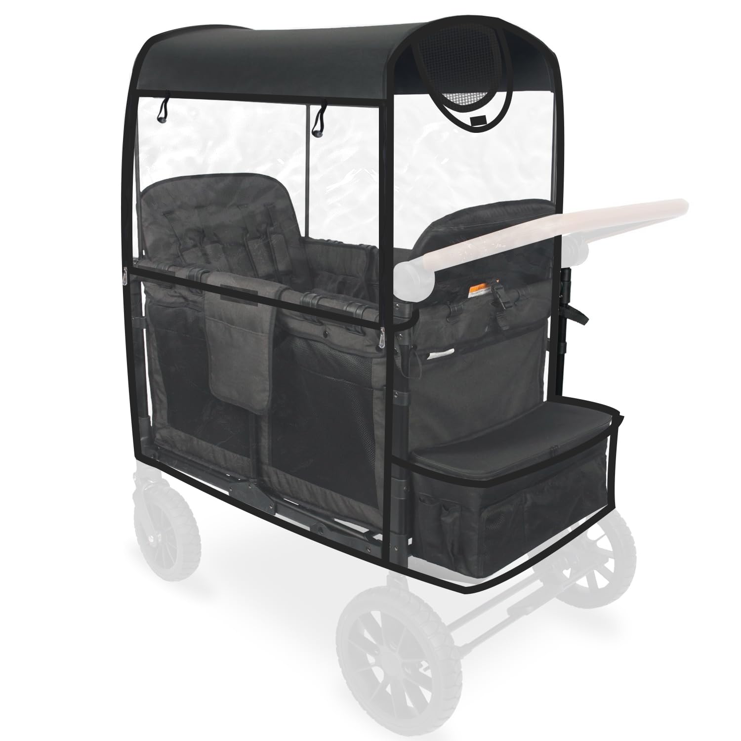 Premium Transparent Stroller Rain Cover for WONDERFOLD Wagon W4 – Weatherproof PEVA Material with Ventilation Mesh, Magic Sticker & Hangable Loop – Perfect for Outdoor Walks, Park Visits, and Rainy Day Adventures