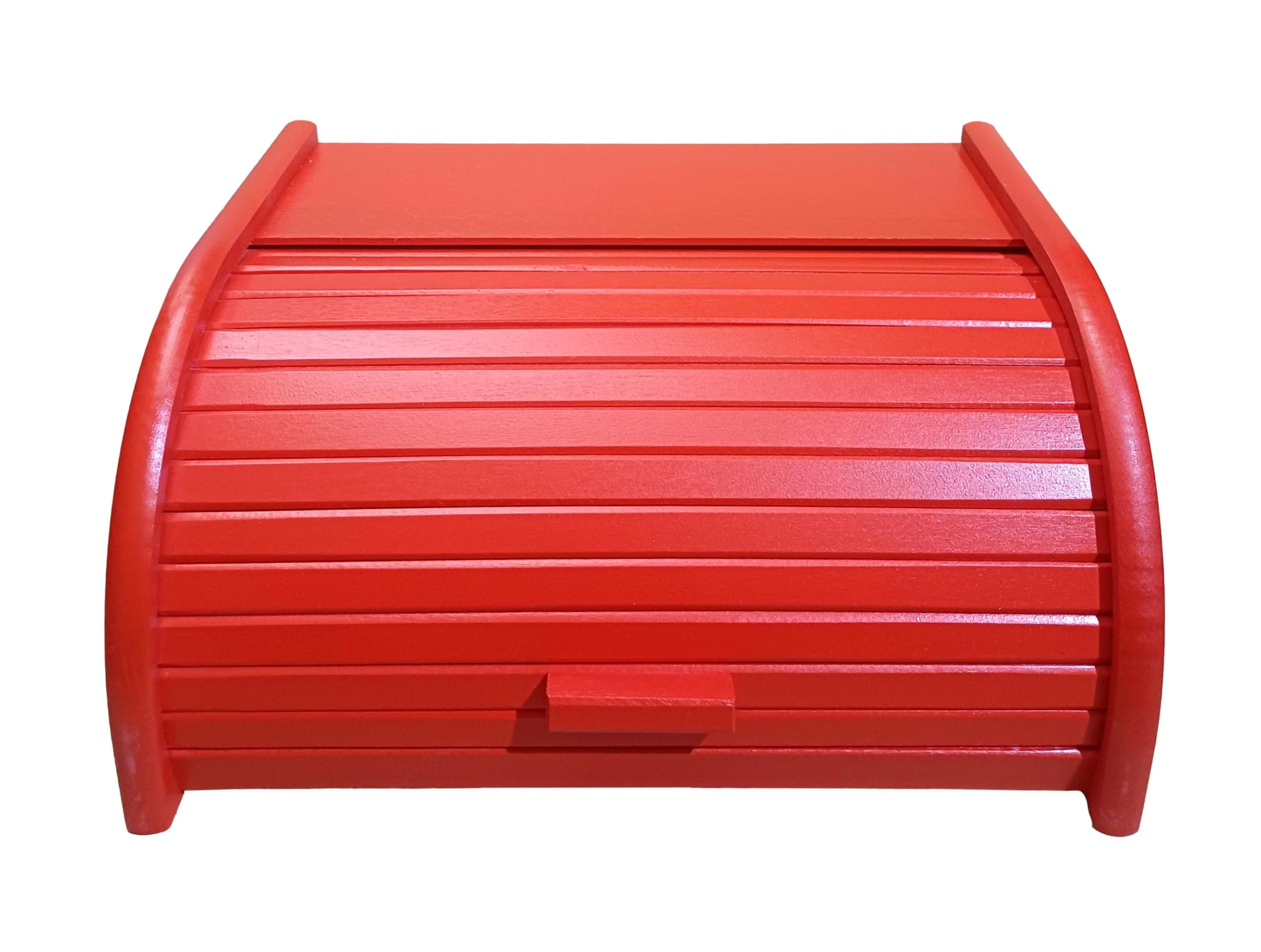Wooden Bread Box with Roll Top or Drop Down Door - Kitchen Storage for Bread Loaves, Buns & Pastries (24 Styles, Red, Small) - Perfect for Countertop Organization & Rustic Kitchen Decor
