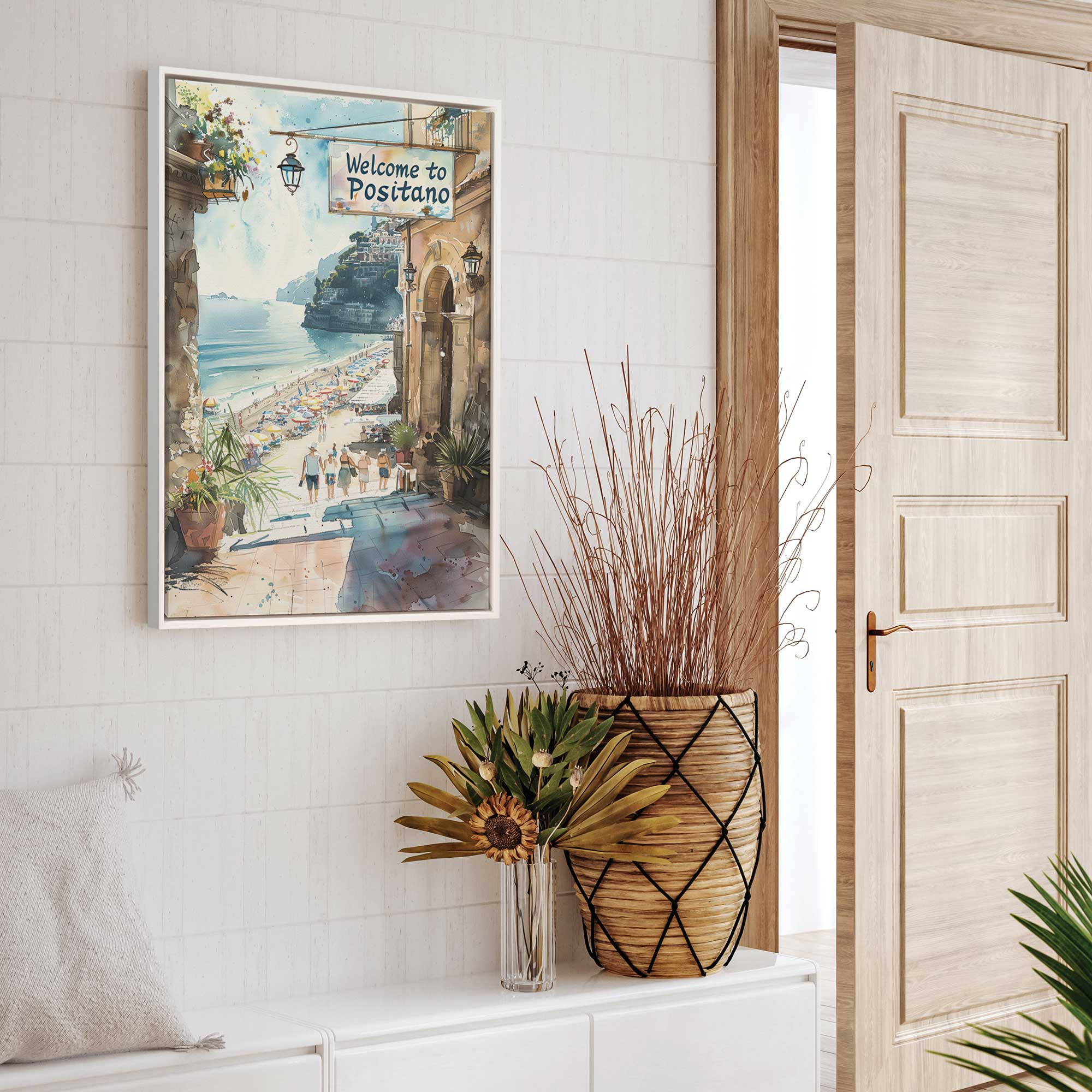 Coastal Greeting v1 Canvas Wall Art Print - Beach House Decor, Ocean Themed Living Room Wall Decor, Perfect for Home, Office & Gift Giving