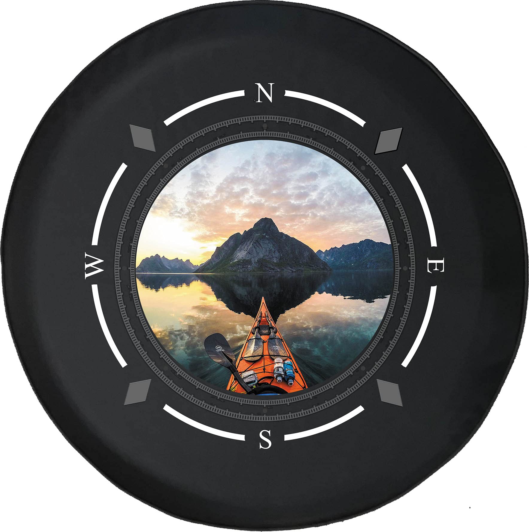 Premium American Unlimited Spare Tire Cover with Compass Design - Universal Fit for SUVs, Trailers, RVs & Most Vehicles | Durable Kayak & Outdoor Adventure Accessory for Lakeside Camping & Road Trips