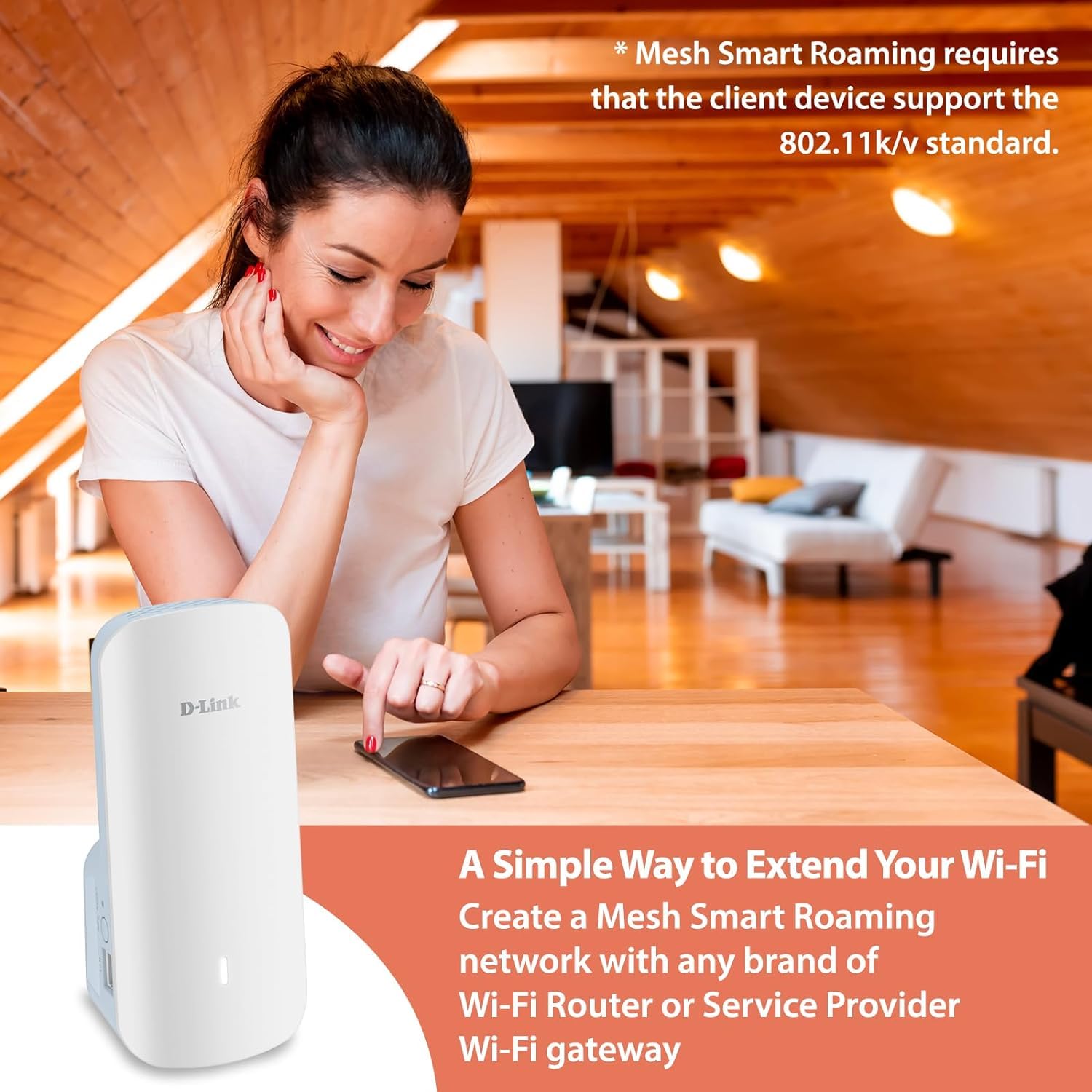 D-Link AX3000 Mesh WiFi 6 Range Extender - High-Speed Wireless Internet Booster with Gigabit LAN Port | AI Smart Connection | Up to 2800 sq ft Coverage | Compatible with All Routers (E30) | Perfect for Home Office, Gaming & 4K Streaming