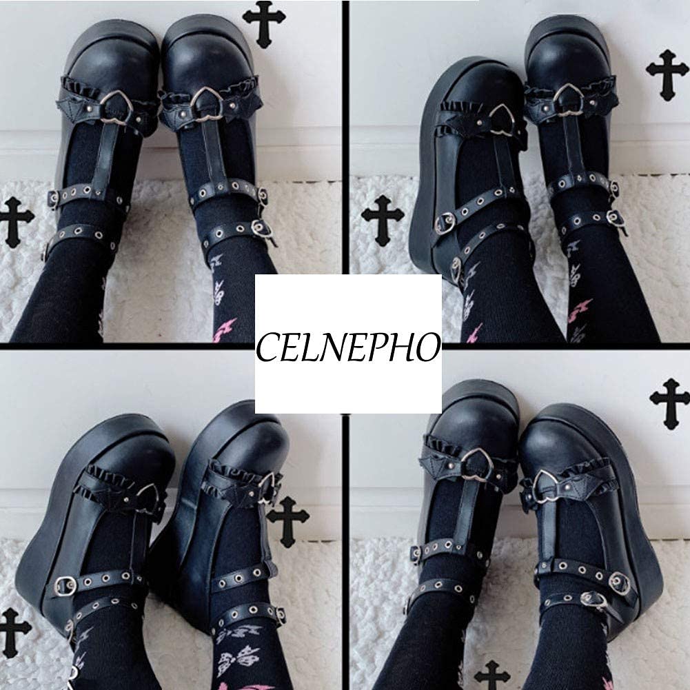 CELNEPHO Women's Mary Jane Shoes - Cute Ankle Strap Platform Wedge High Heel Pumps for Party, Gothic & Dress Occasions - Perfect for Weddings, Dances & Night Out Events