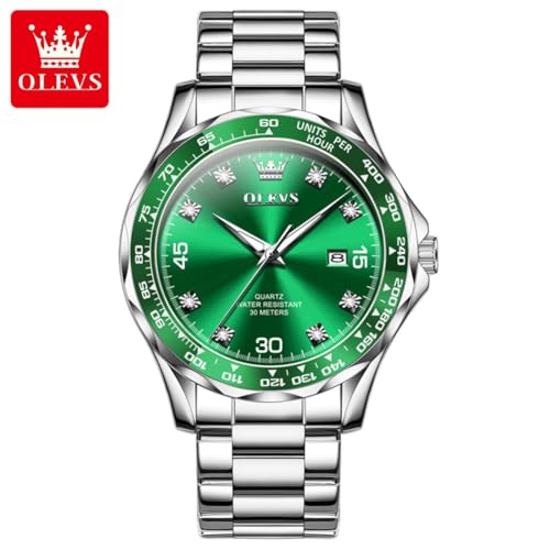 Silver Band Green Face-9988G