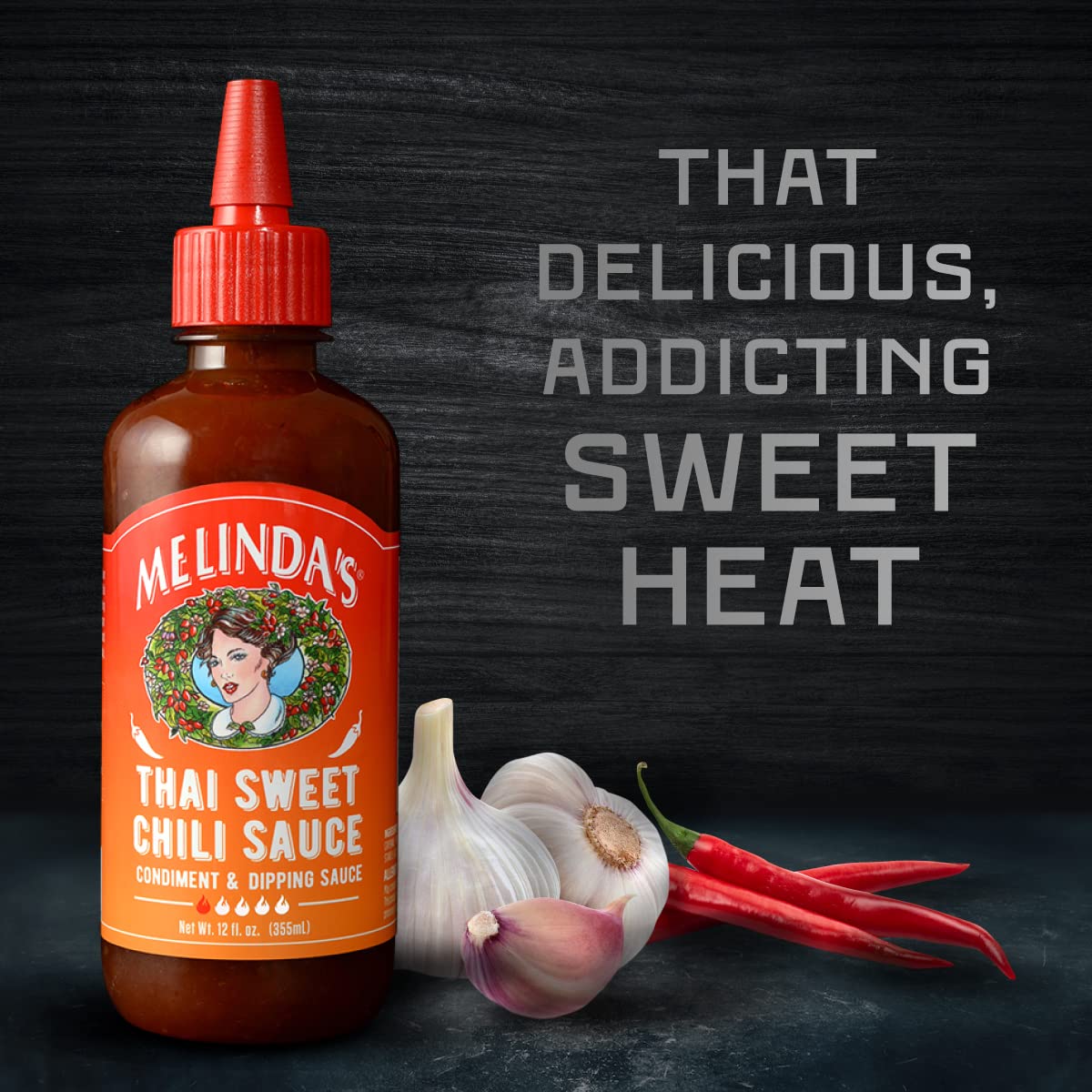 Melinda’s Thai Sweet Chili Sauce - Sweet & Mild Asian Chili Sauce with Fresh Ingredients - Gourmet Hot Sauce & Dipping Sauce - Keto Friendly, Kosher Certified - 12oz Bottle (Pack of 2) - Perfect for Stir-Fry, Spring Rolls & Grilled Meats