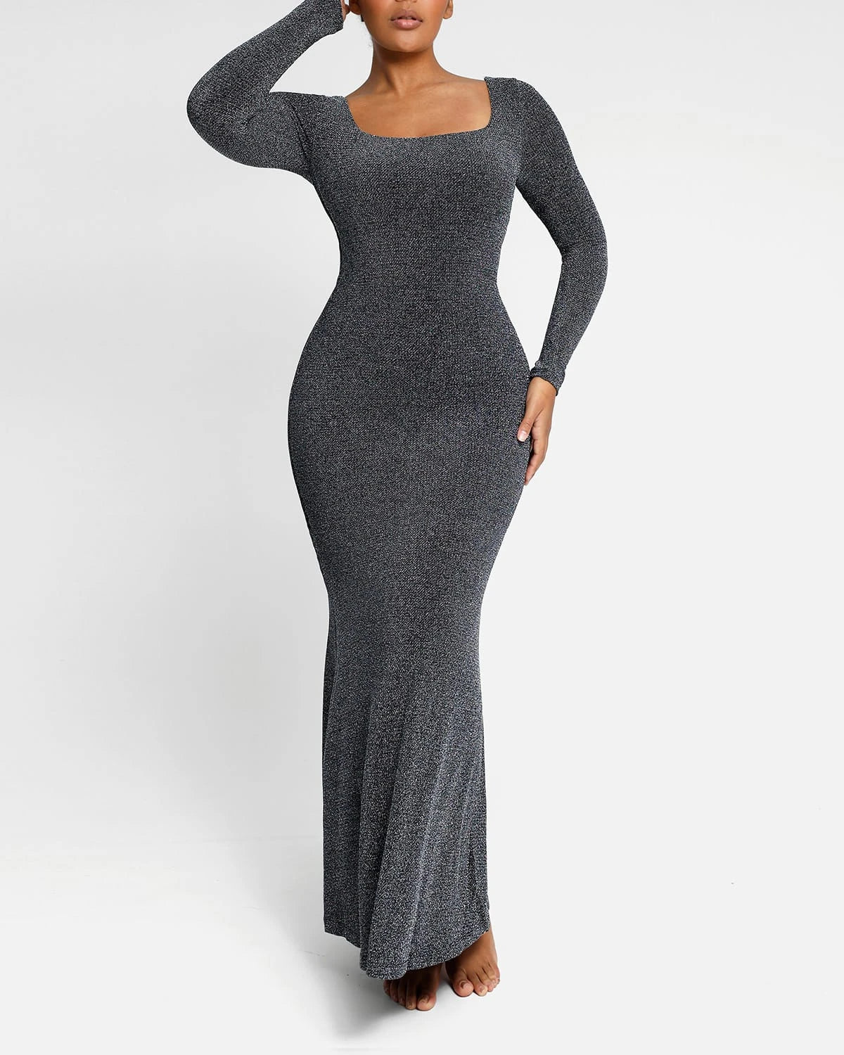 Elegant Long Sleeve Mermaid Bodycon Dress for Women - Slimming Evening Gown for Parties, Weddings & Special Occasions