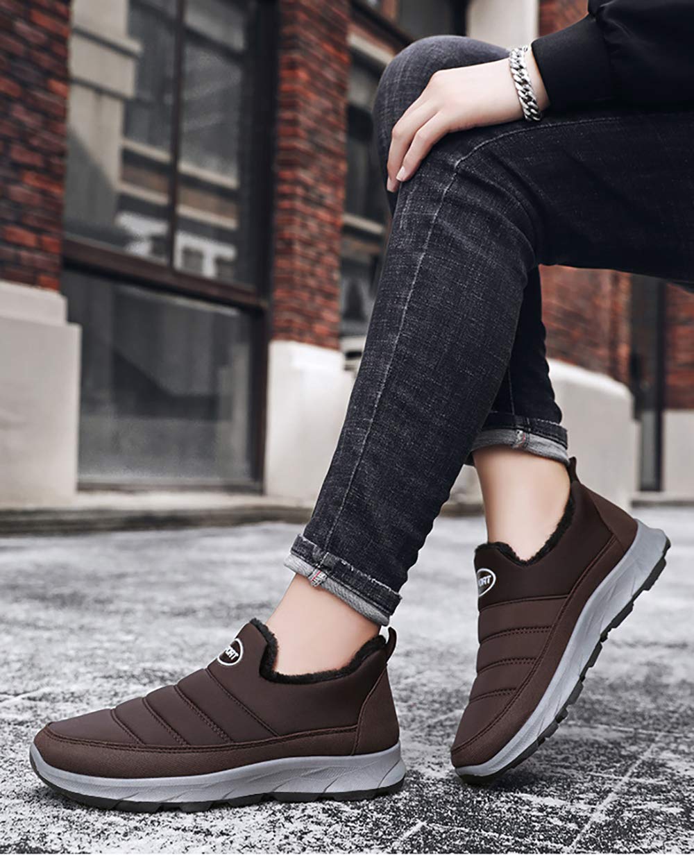 JITUUE Men's Cashmere Winter Boots - Warm Comfortable Slip-On Snow Boots for Middle-Aged & Elderly - Perfect for Casual Wear, Outdoor Walking & Cold Weather