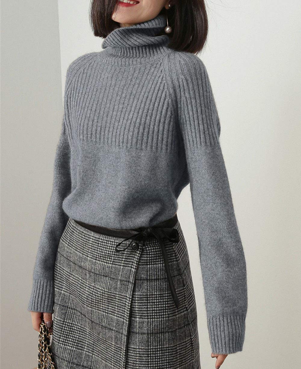 Women's Merino Wool Turtleneck Sweater - Cozy Winter Pullover for Casual Wear