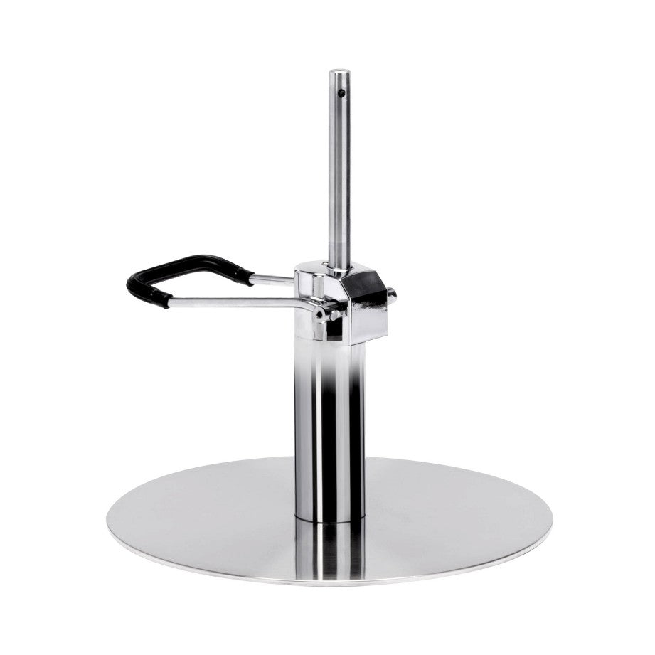 Lanvain® Chrome Hydraulic Pump with Round Stainless Steel Base Plate for Styling Chair XBC 501 - Heavy Duty Gas Lift Cylinder Replacement for Salon & Barber Chairs, Office Seating - Smooth Height Adjustment for Hairdressing & Beauty Stations