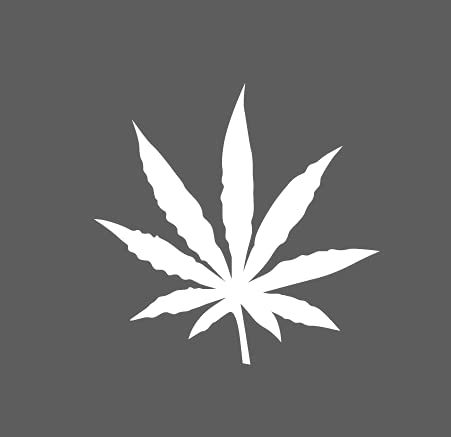 Premium Weed Marijuana Leaf Car Decal Sticker - 4 Inch White Vinyl for Cars, Trucks, SUVs, Laptops & Computers - Durable Waterproof Decoration for Windows, Bumpers & Tech Devices