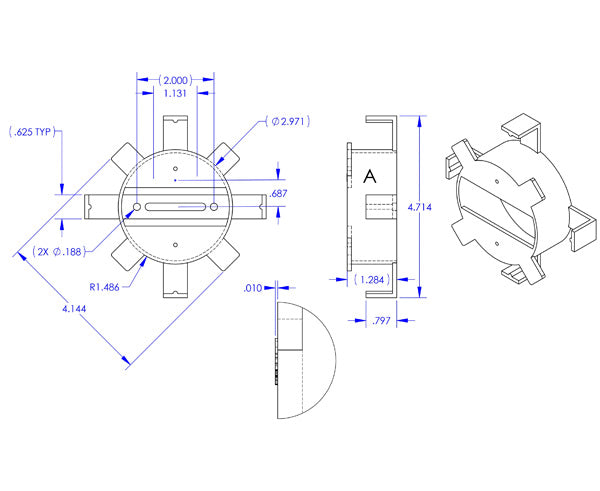 Blue Cable Management Round Spool with 1.5
