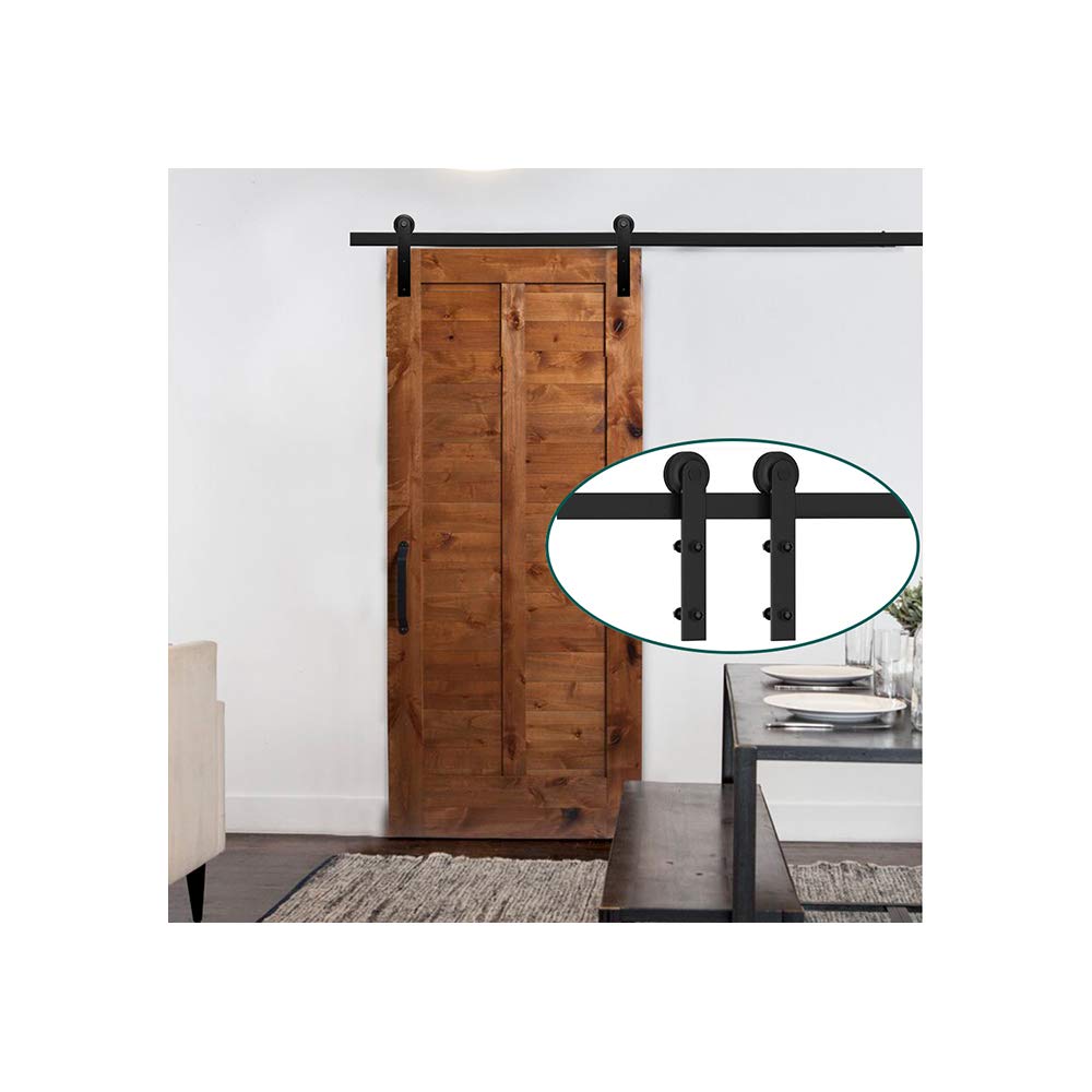 Haccer 13FT Sliding Barn Door Hardware Kit - Black Single Door Track System for Rustic & Modern Homes | Perfect for Bedrooms, Closets, and Interior Spaces