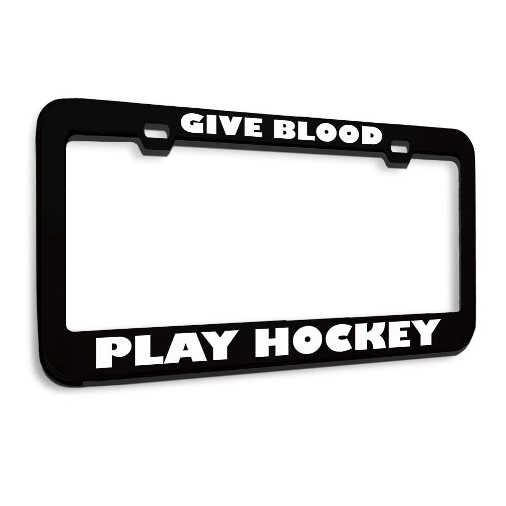 Speedy Pros Black Metal License Plate Frame - 2 Hole Design for Cars, Trucks & SUVs | Durable Blood Donation & Hockey Themed Car Accessory | Perfect for Sports Fans & Charity Supporters