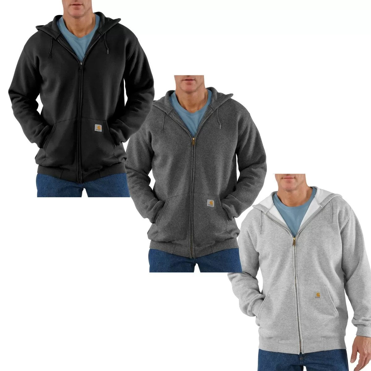 Carhartt® Midweight Zip-Up Hooded Sweatshirt for Men - Fleece-Lined Winter Pullover with Front Pockets - Perfect for Outdoor Work, Hiking & Casual Wear