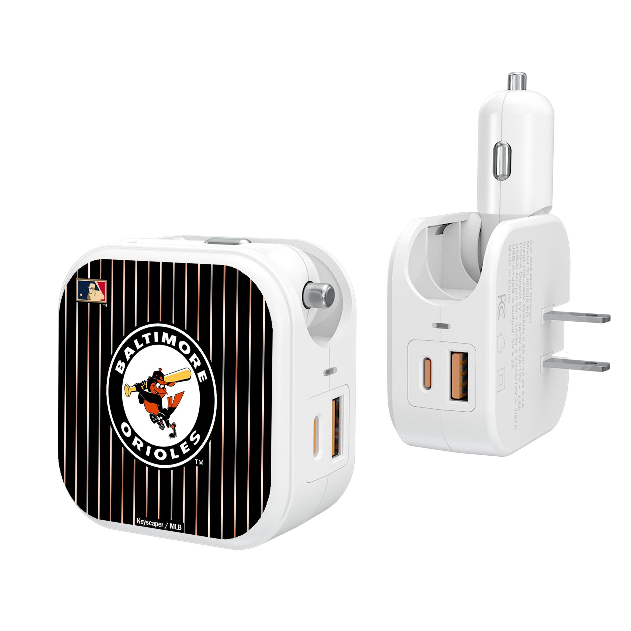 Baltimore Orioles 1966 & 1969 Cooperstown Collection Pinstripe 2-in-1 USB Charger - Perfect for Baseball Fans & Office Use