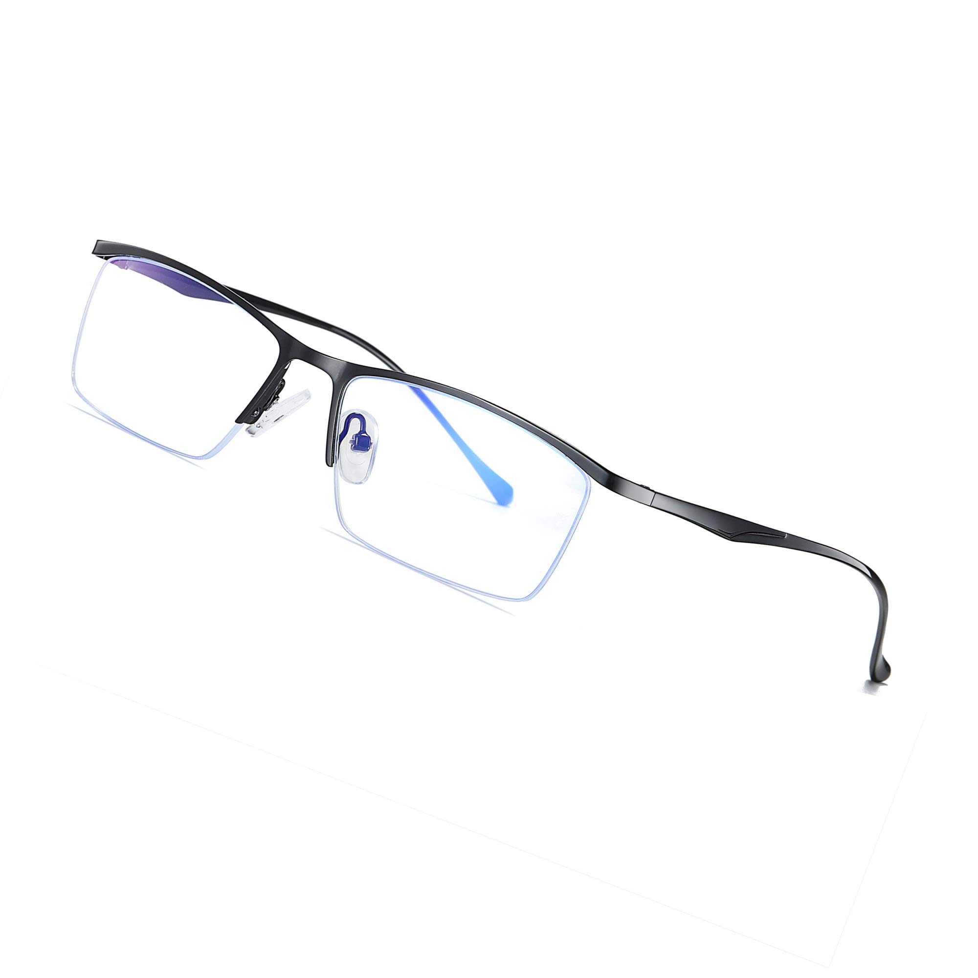 Blue Light Blocking Glasses for Men - Half-Rim Metal Frame for Gaming & Work