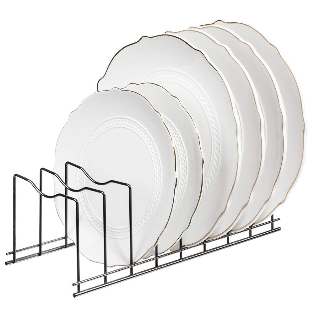 SANNO Stainless Steel Pot Lid Holder & Kitchen Organizer Rack for Plates, Cutting Boards, Bakeware, Cooling Trays - Black Nickel Finish | Space-Saving Storage for Cabinets & Countertops