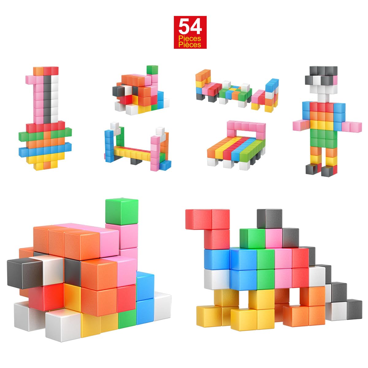 PicassoTiles 54-Piece Magnetic Building Blocks Set - 1.2