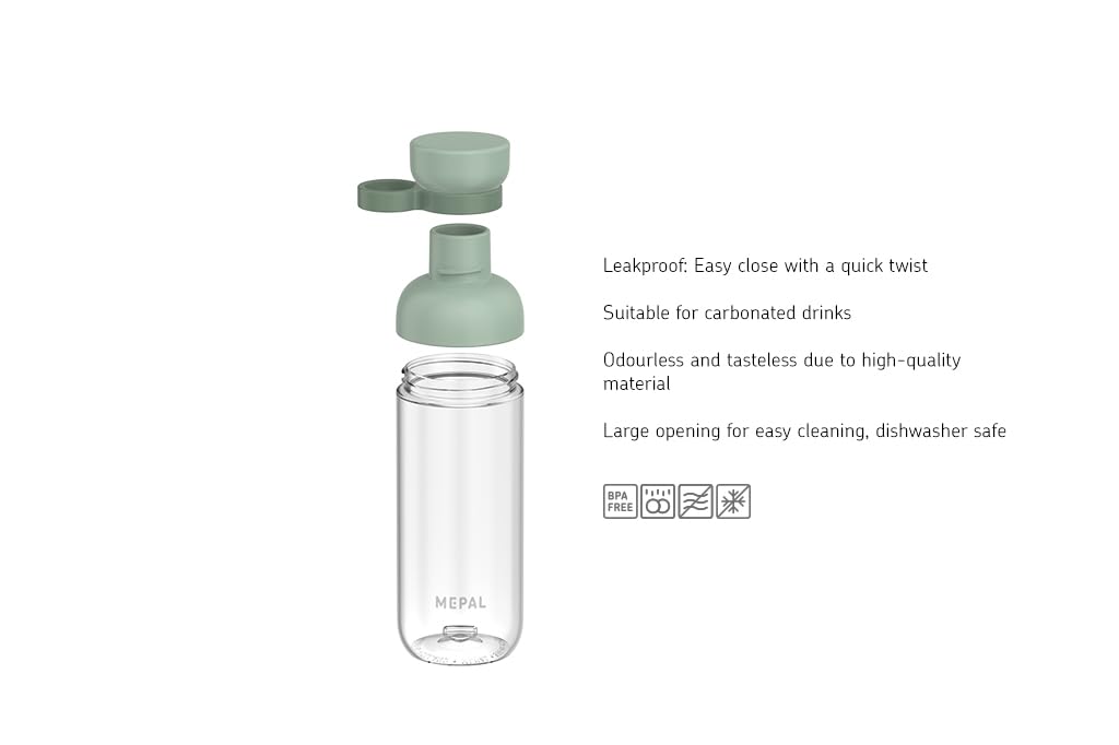 Mepal Vita 500ml Water Bottle with Dual Openings - Refillable Sports Water Bottle in Nordic Blue - Perfect for Gym, Hiking, and Outdoor Activities