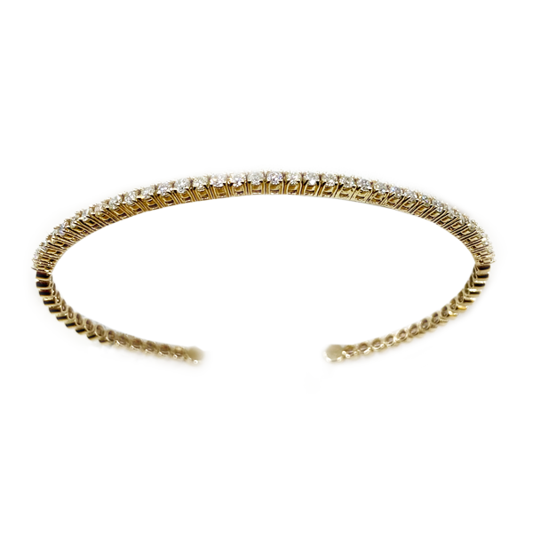 14K Yellow Gold Diamond Bangle Bracelet for Women - Elegant Stackable Jewelry Gift for Anniversary, Birthday & Special Occasions