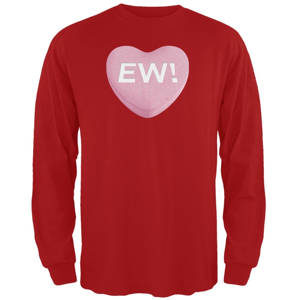 Ew Candy Heart Red Adult Long Sleeve T-Shirt - Valentine's Day Funny Sarcastic Tee for Women & Men - Perfect for Date Nights, Parties & Gifts
