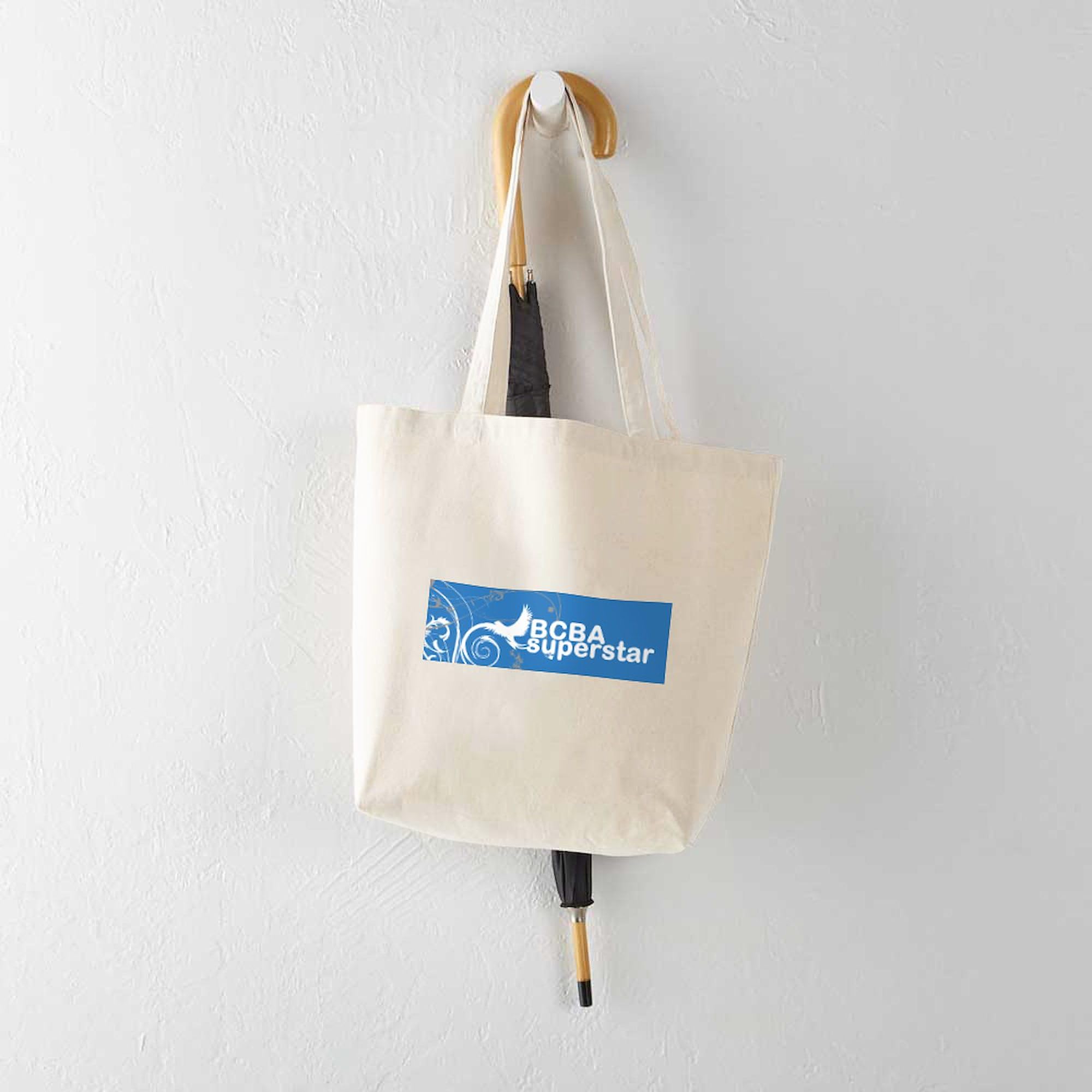 BCBA Superstar Tote Bag - Natural Canvas Reusable Shopping Bag for Therapists, Teachers & ABA Professionals - Perfect for Work, Conferences & Daily Errands