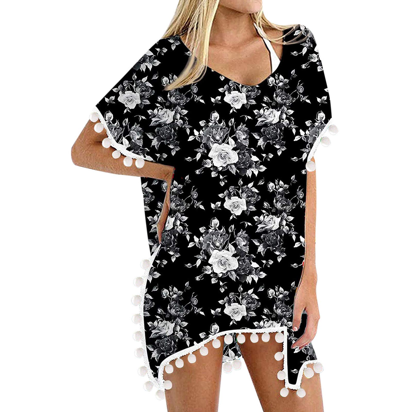 JUNGE Women's American Flag Bikini Cover Up - Cow Print Swimsuit Top & Chiffon Beach Dress for Pool, Vacation and Summer Outfits