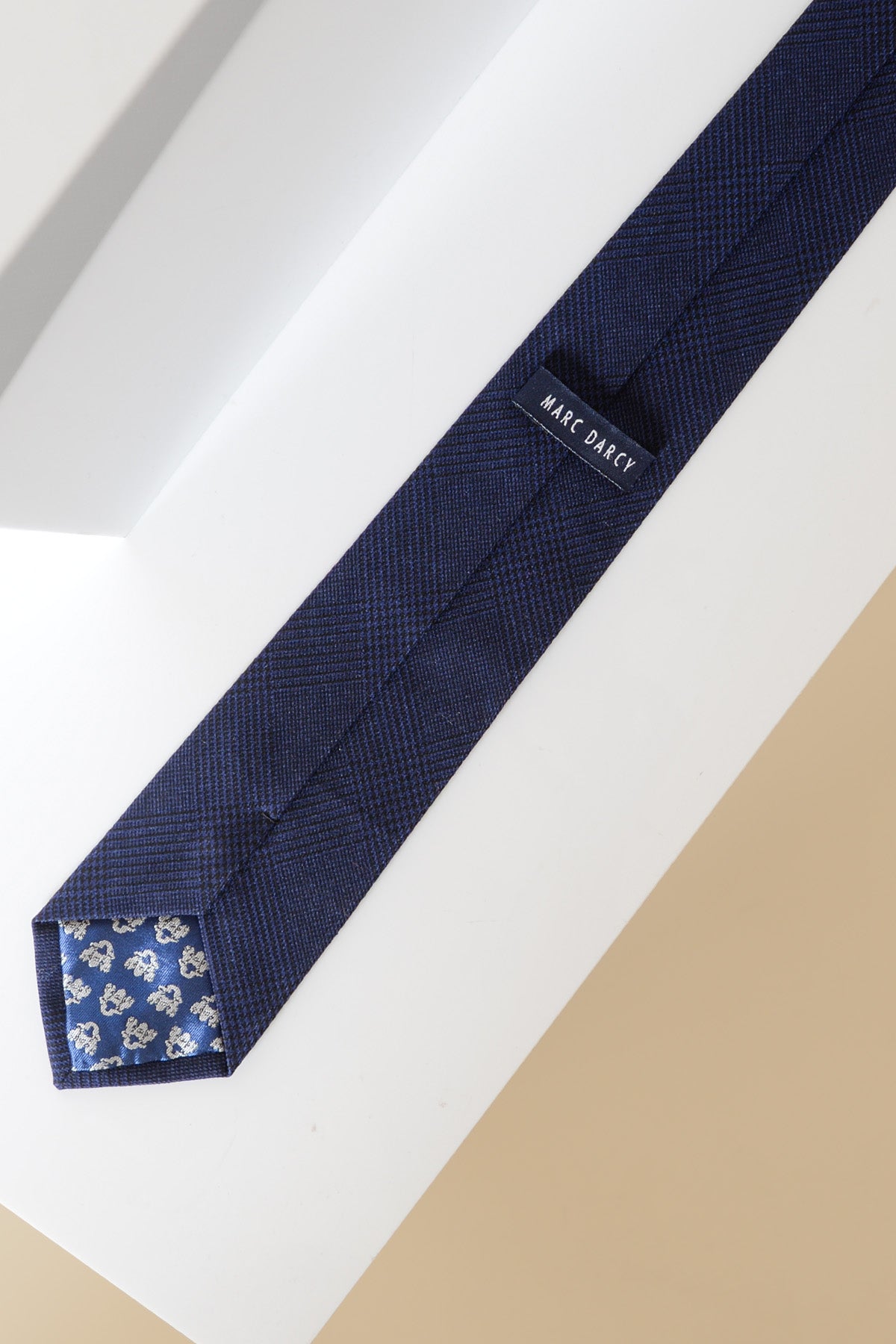 BROMLEY Navy Check Silk Tie for Men - Classic Striped Necktie for Business, Wedding & Formal Occasions
