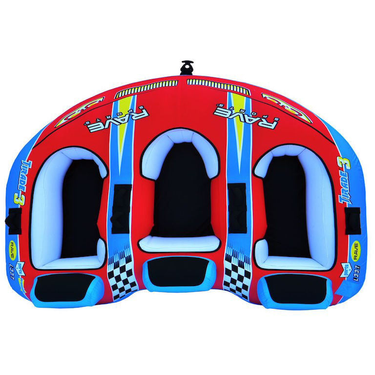 Rave Tirade III 3-Person Towable Tube - Heavy Duty Inflatable Water Tube for Boating & Lake Fun - Perfect for Family, Friends & Summer Adventures