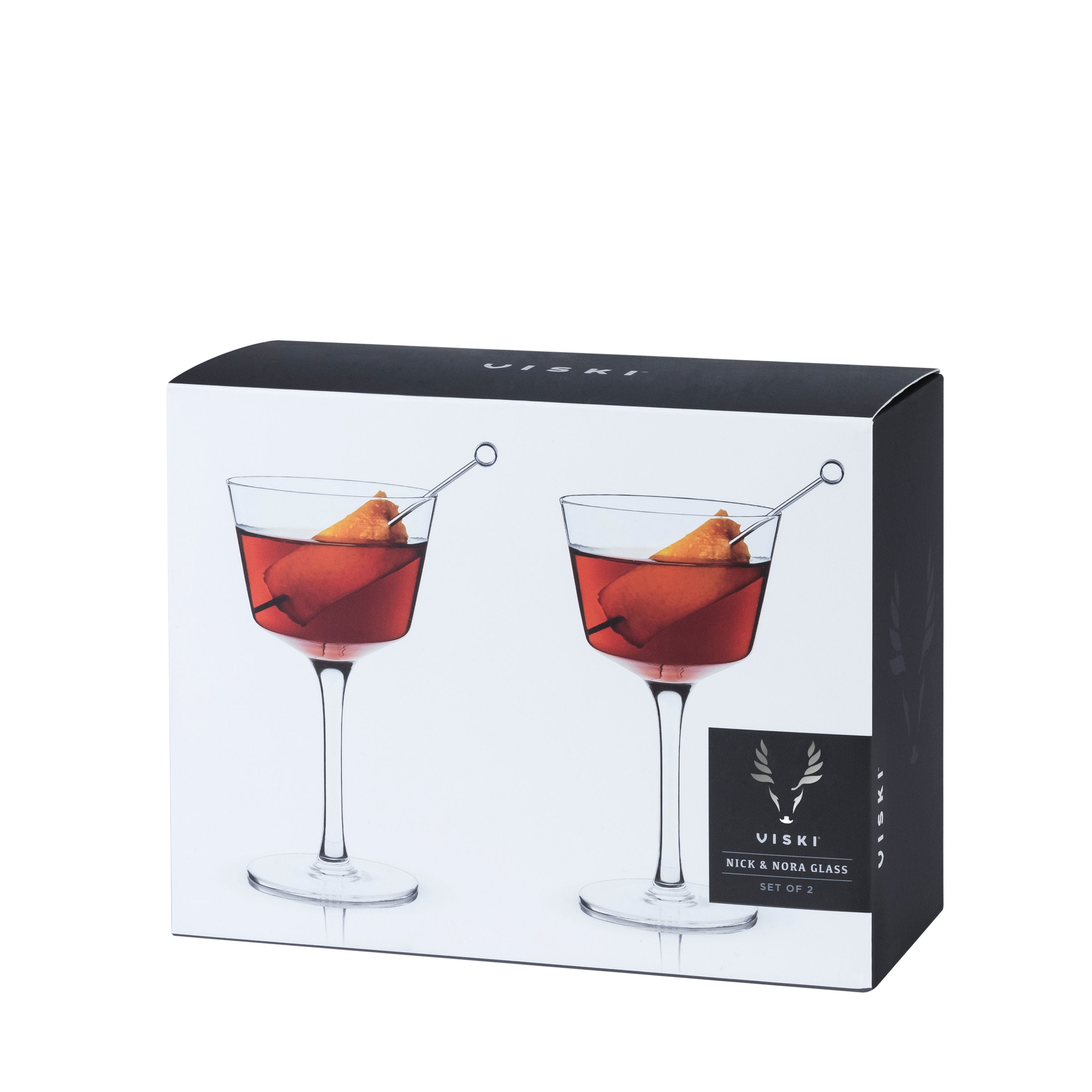 Raye Angled Crystal Nick & Nora Glasses - Set of 2 Elegant Cocktail Glasses for Martini, Whiskey & Champagne - Perfect for Parties, Weddings & Home Bar Decor