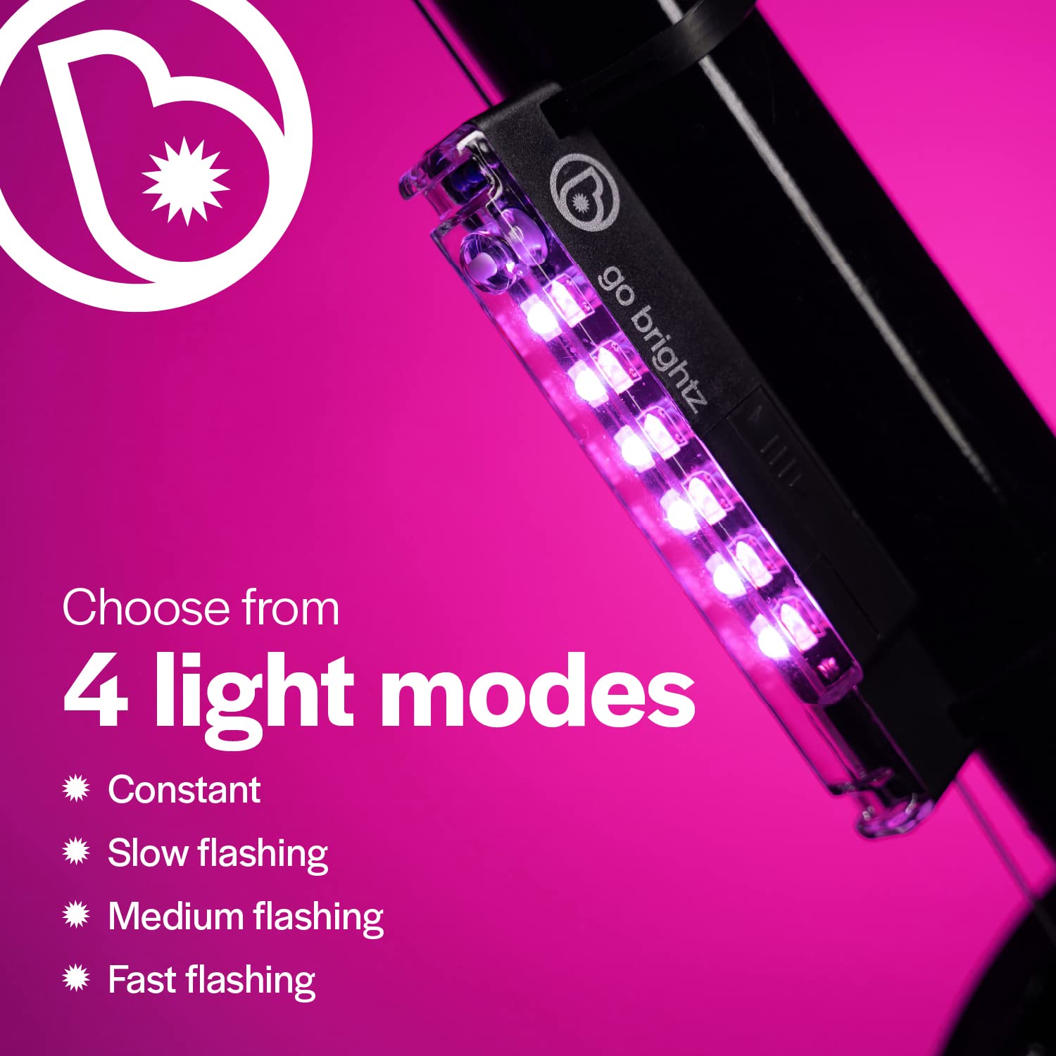 Brightz GoBrightz LED Bike Frame Light - 4 Modes (Flashing/Steady) for Night Cycling Safety - Waterproof Bicycle Accessories for Kids, Teens & Adults - Perfect for Commuting, Evening Rides & Outdoor Adventures