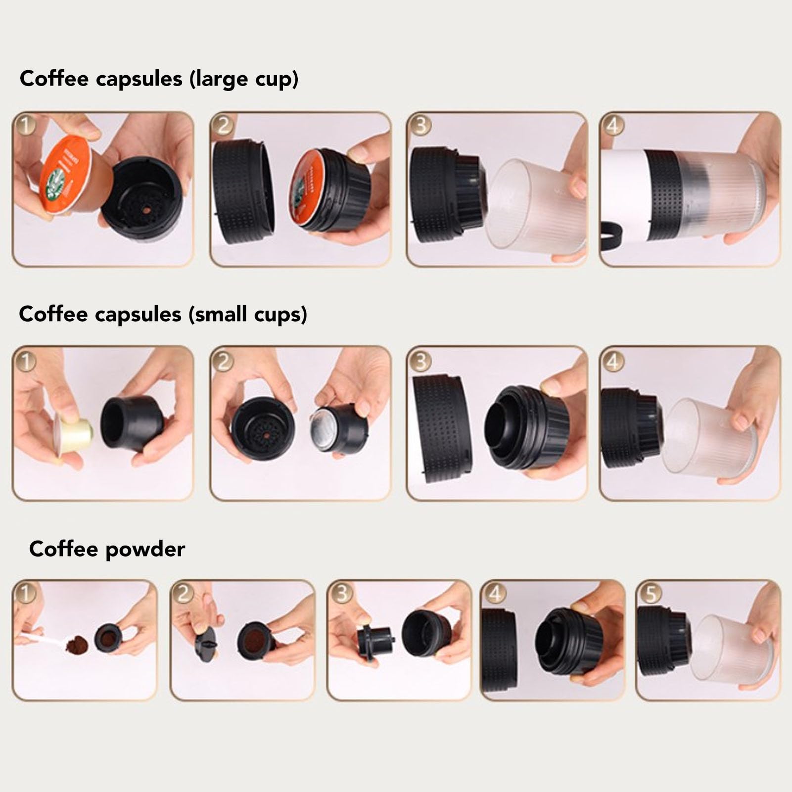 ASixxSix Portable Espresso Machine - 20Bar Self-Heating Cordless Travel Coffee Maker for Nespresso Capsules & Ground Coffee | Electric Mini Coffee Machine for Camping, Office & Road Trips