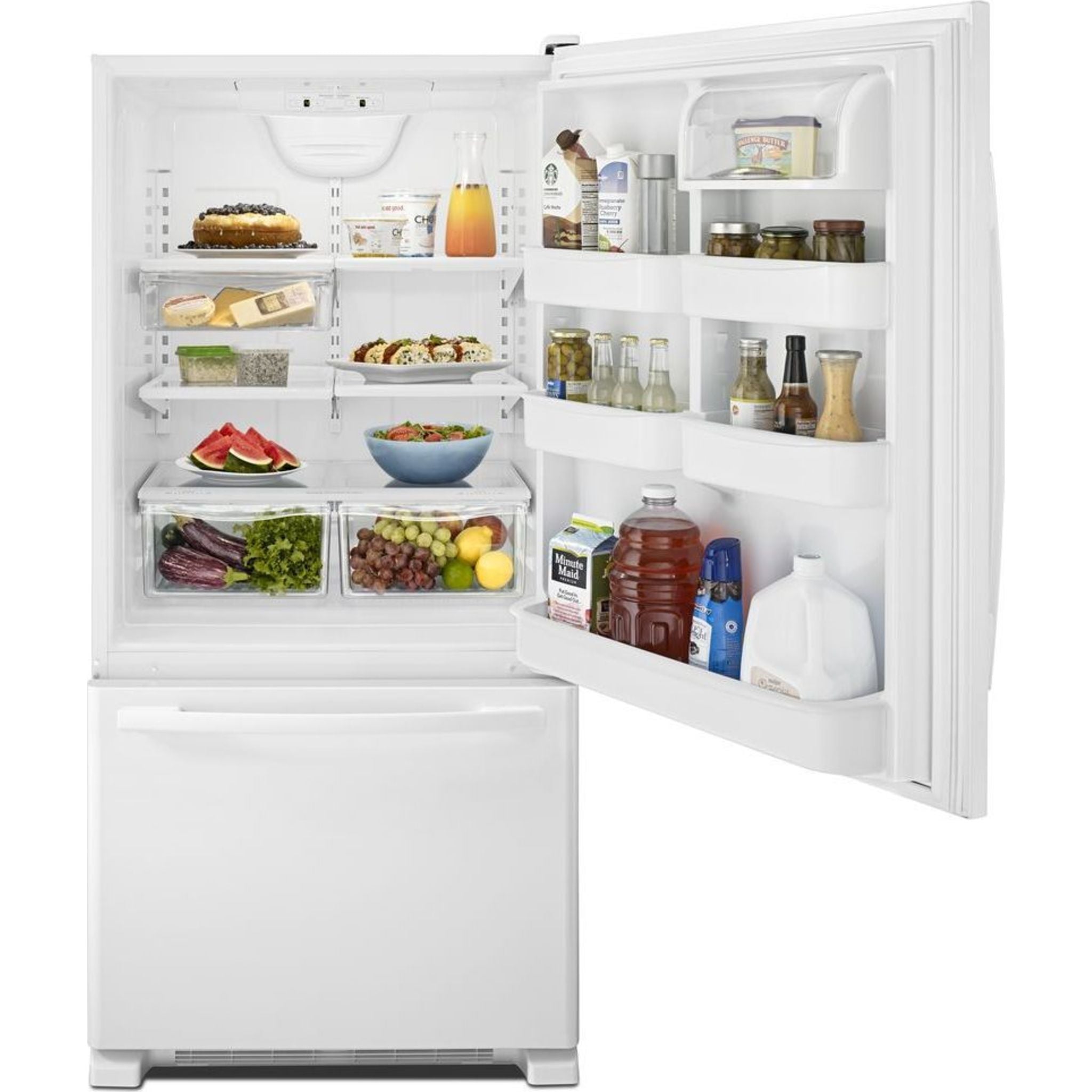 Amana ABB2224BRW 24-Inch Bottom Mount Refrigerator in White - Energy Efficient, Spacious Design for Kitchens, Apartments & Small Spaces